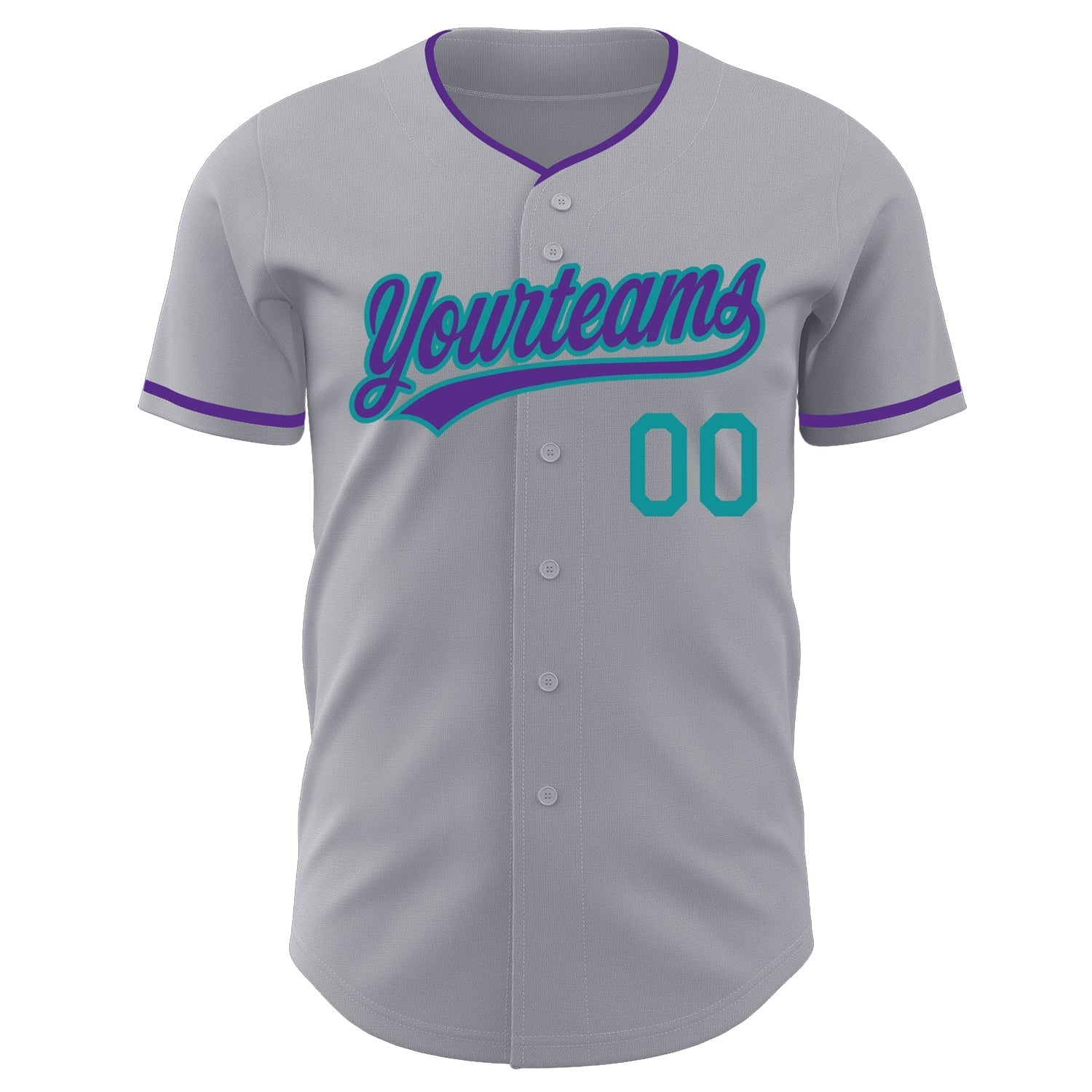 Custom Gray Purple-Teal Authentic Baseball Jersey baseball jersey product view 2