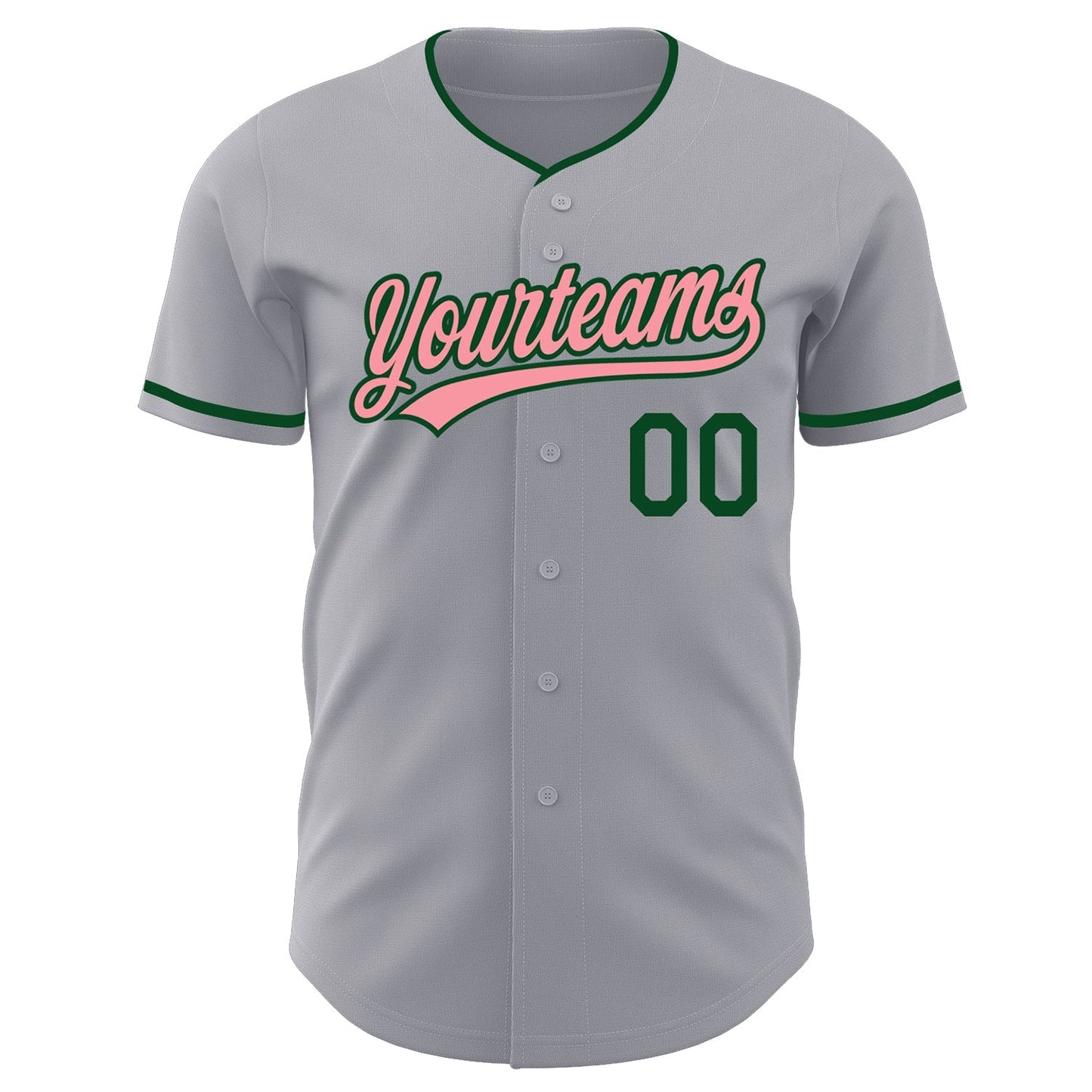 Custom Gray Medium Pink-Green Authentic Baseball Jersey baseball jersey product view 2