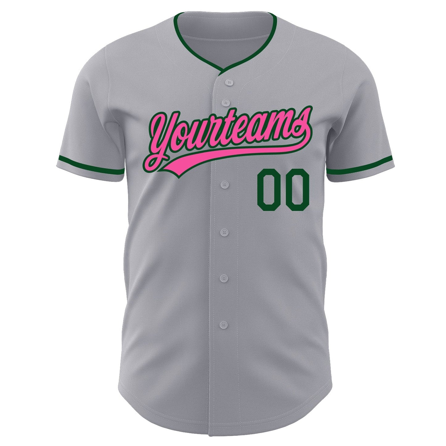 Custom Gray Pink-Green Authentic Baseball Jersey baseball jersey product view 2