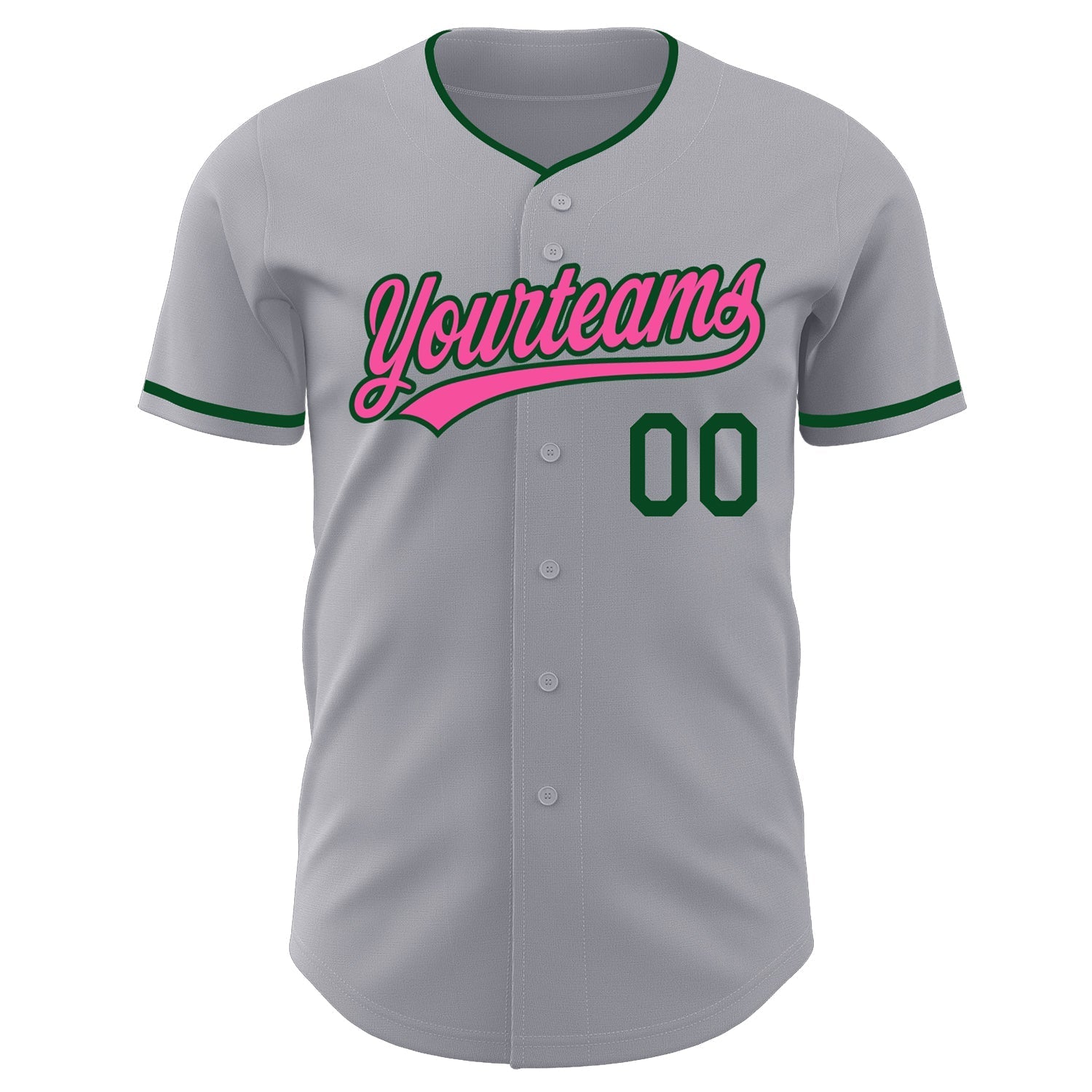 Custom Gray Pink-Green Authentic Baseball Jersey baseball jersey product view 2