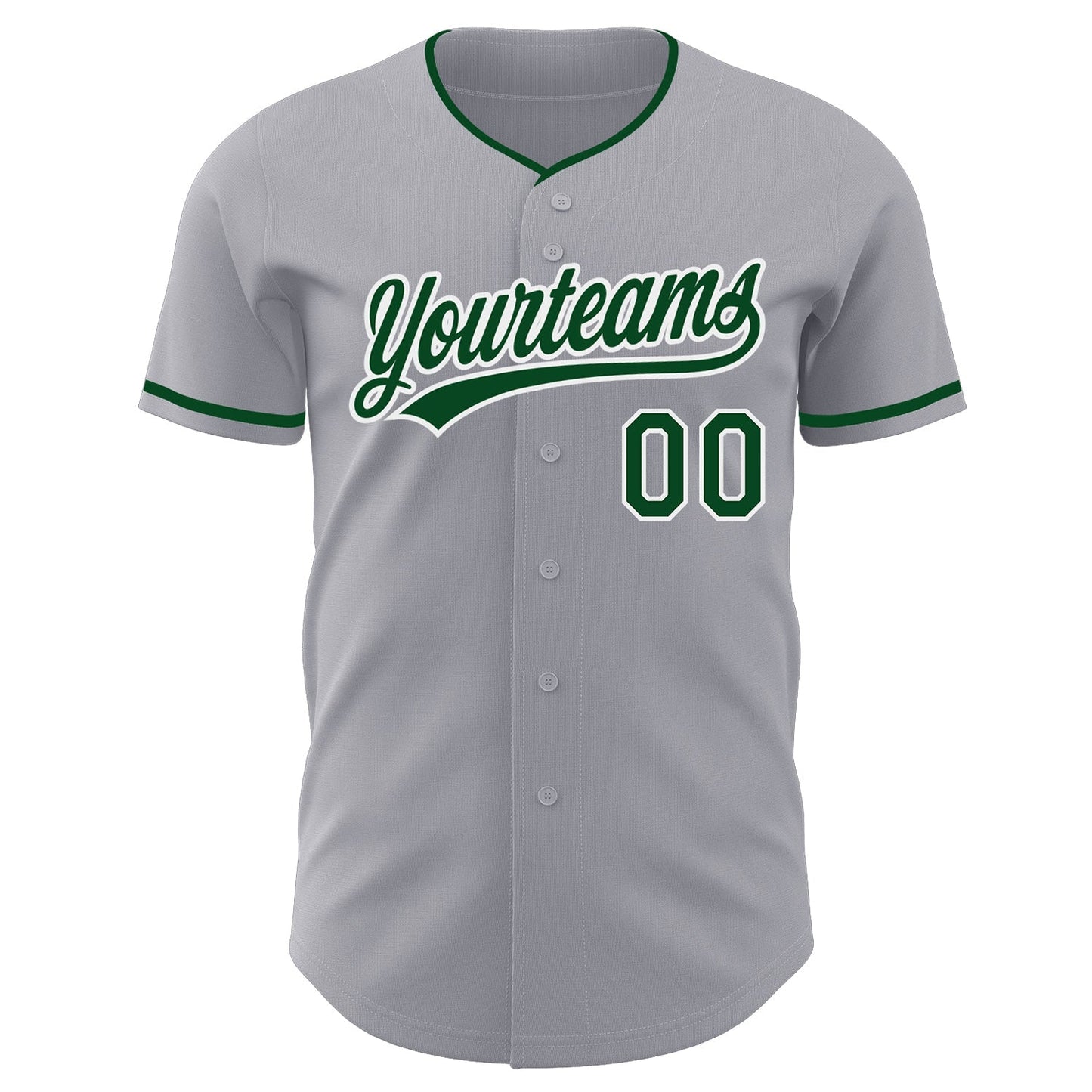 Custom Gray Green-White Authentic Baseball Jersey baseball jersey product view 2