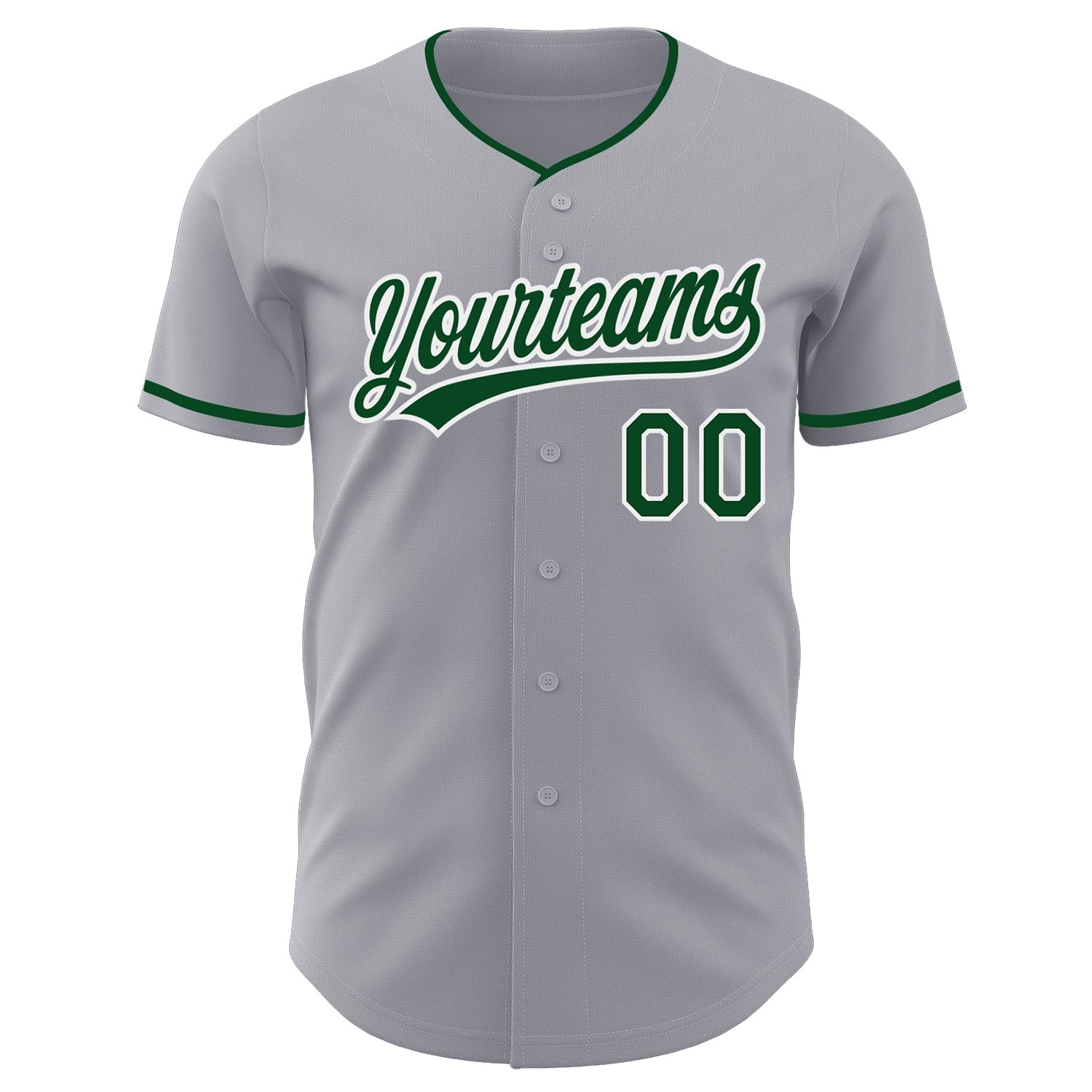 Custom Gray Green-White Authentic Baseball Jersey baseball jersey product view 2