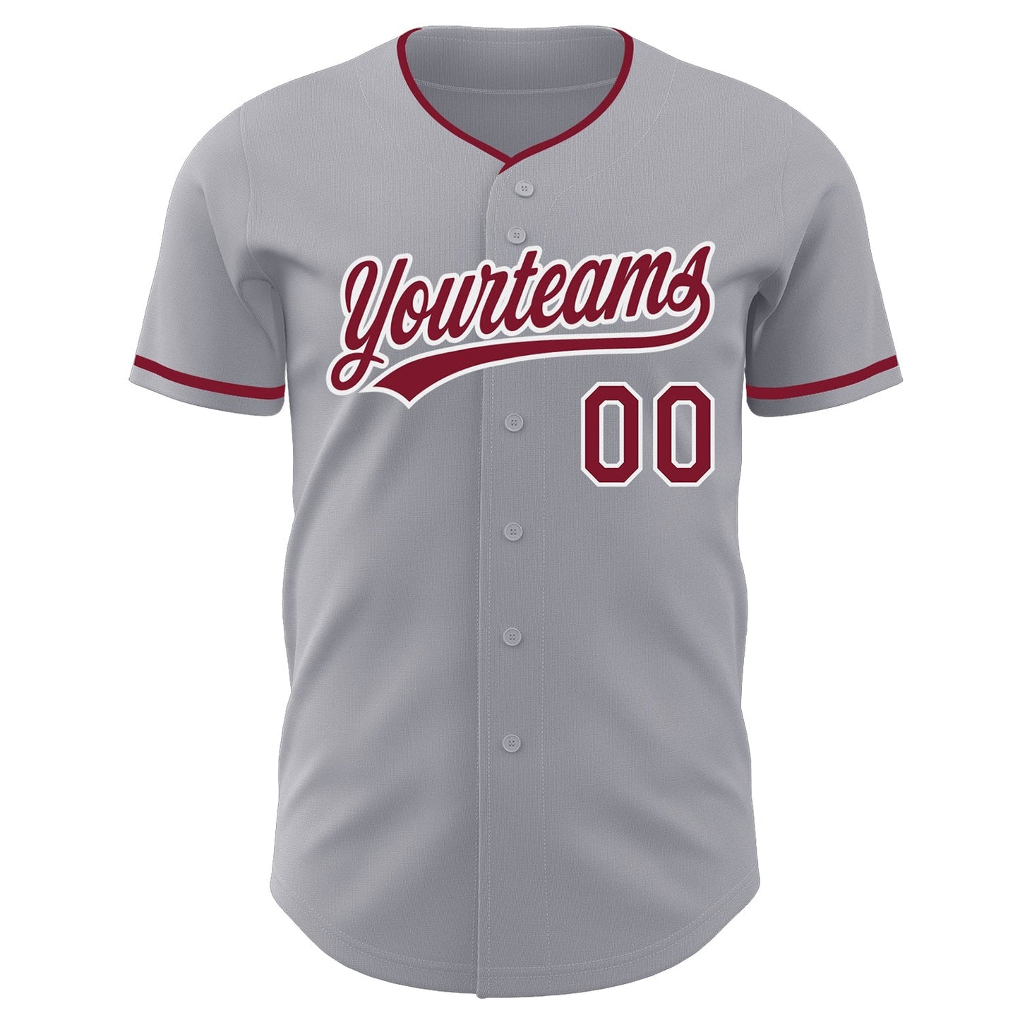 Custom Gray Crimson-White Authentic Baseball Jersey baseball jersey product view 2