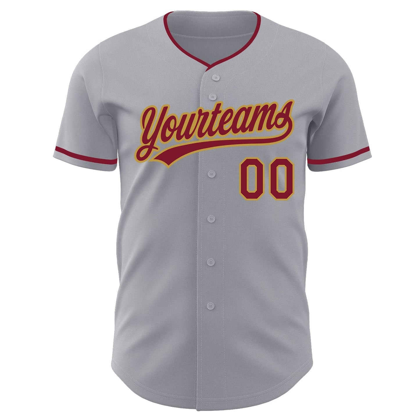 Custom Gray Crimson-Old Gold Authentic Baseball Jersey baseball jersey product view 2