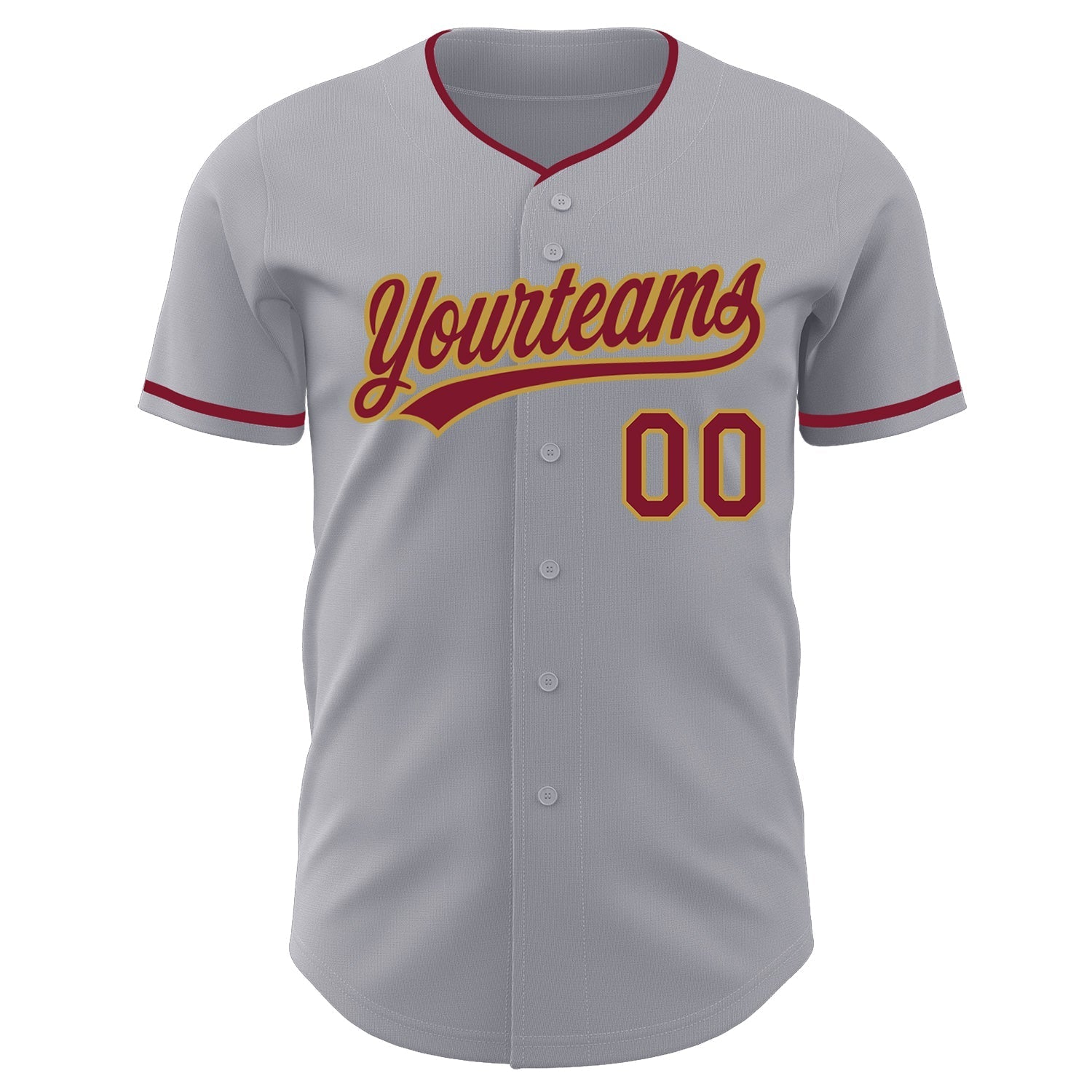 Custom Gray Crimson-Old Gold Authentic Baseball Jersey baseball jersey product view 2