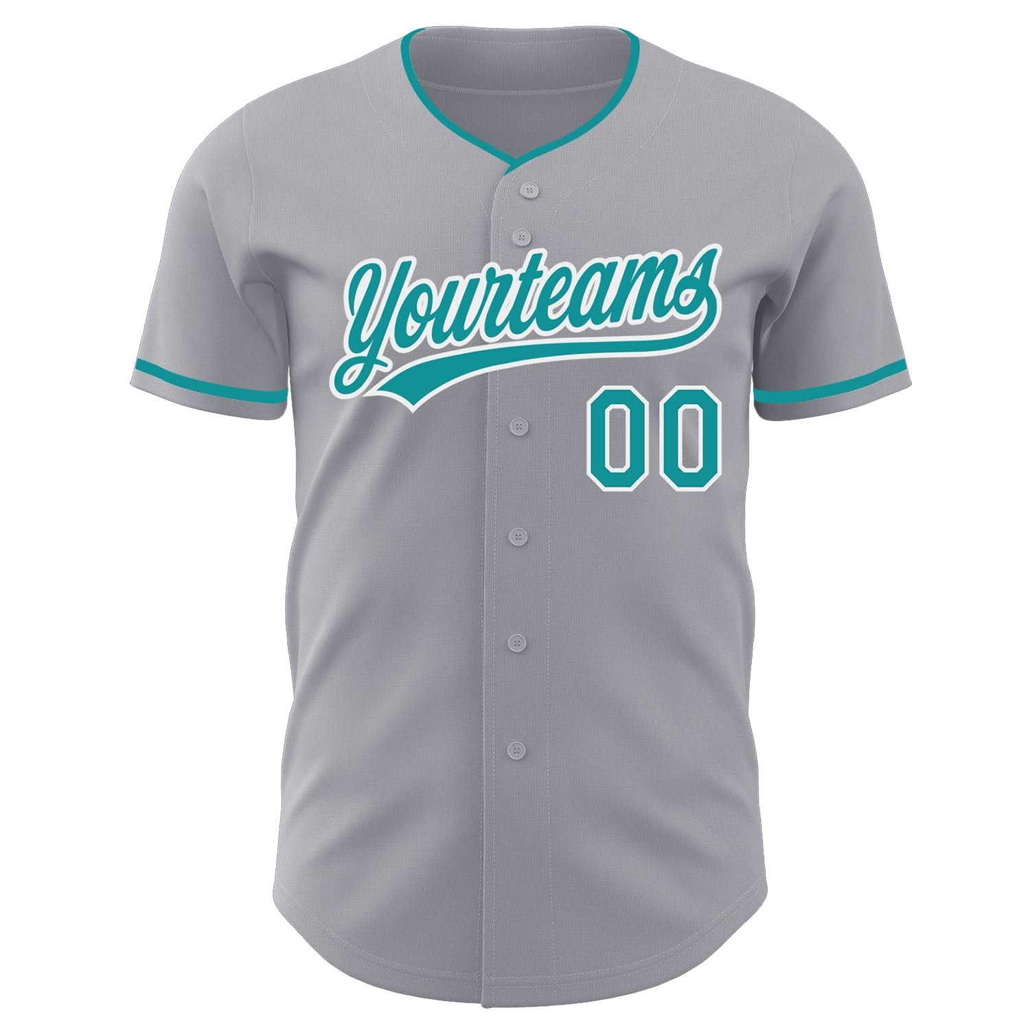 Custom Gray Teal-White Authentic Baseball Jersey baseball jersey product view 2