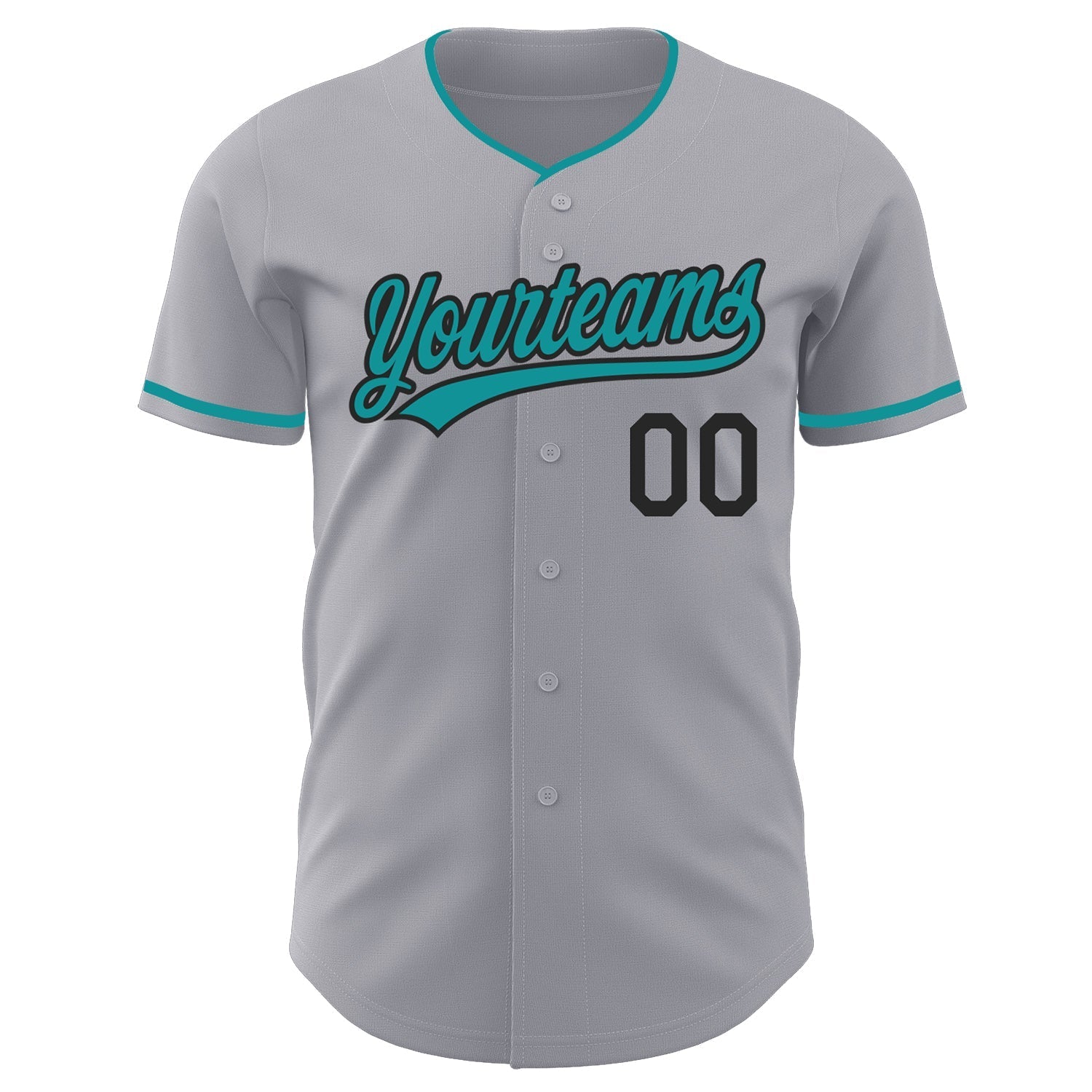 Custom Gray Teal-Black Authentic Baseball Jersey baseball jersey product view 2