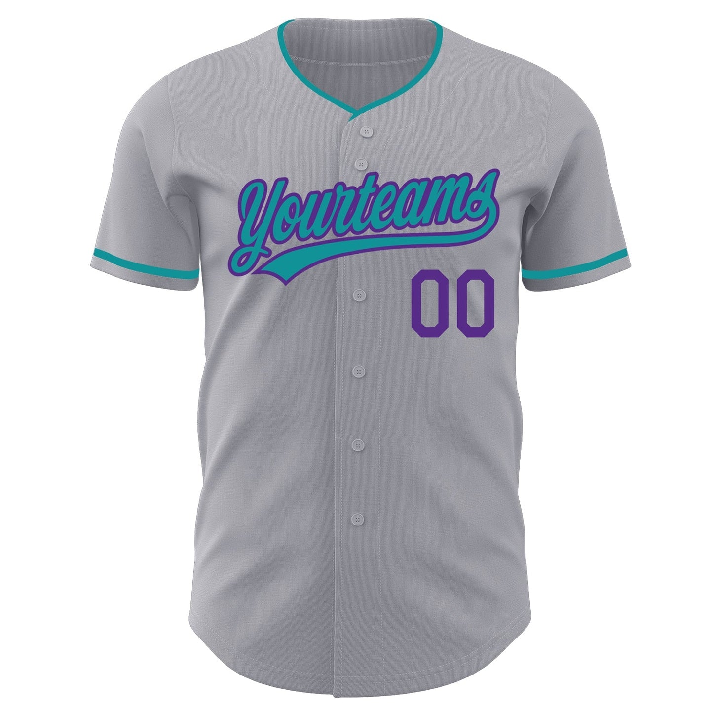 Custom Gray Teal-Purple Authentic Baseball Jersey baseball jersey product view 2