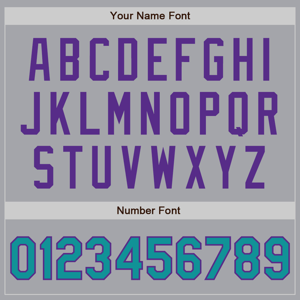 Custom Gray Teal-Purple Authentic Baseball Jersey baseball jersey product view 5