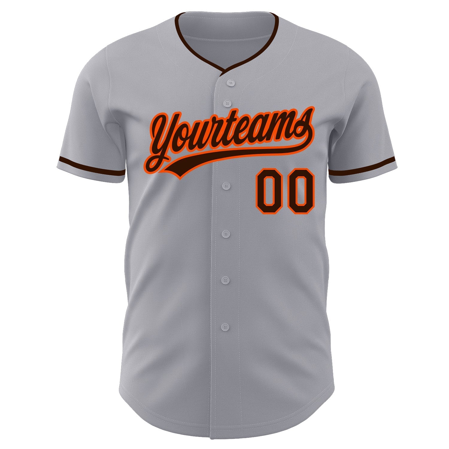 Custom Gray Brown-Orange Authentic Baseball Jersey baseball jersey product view 2