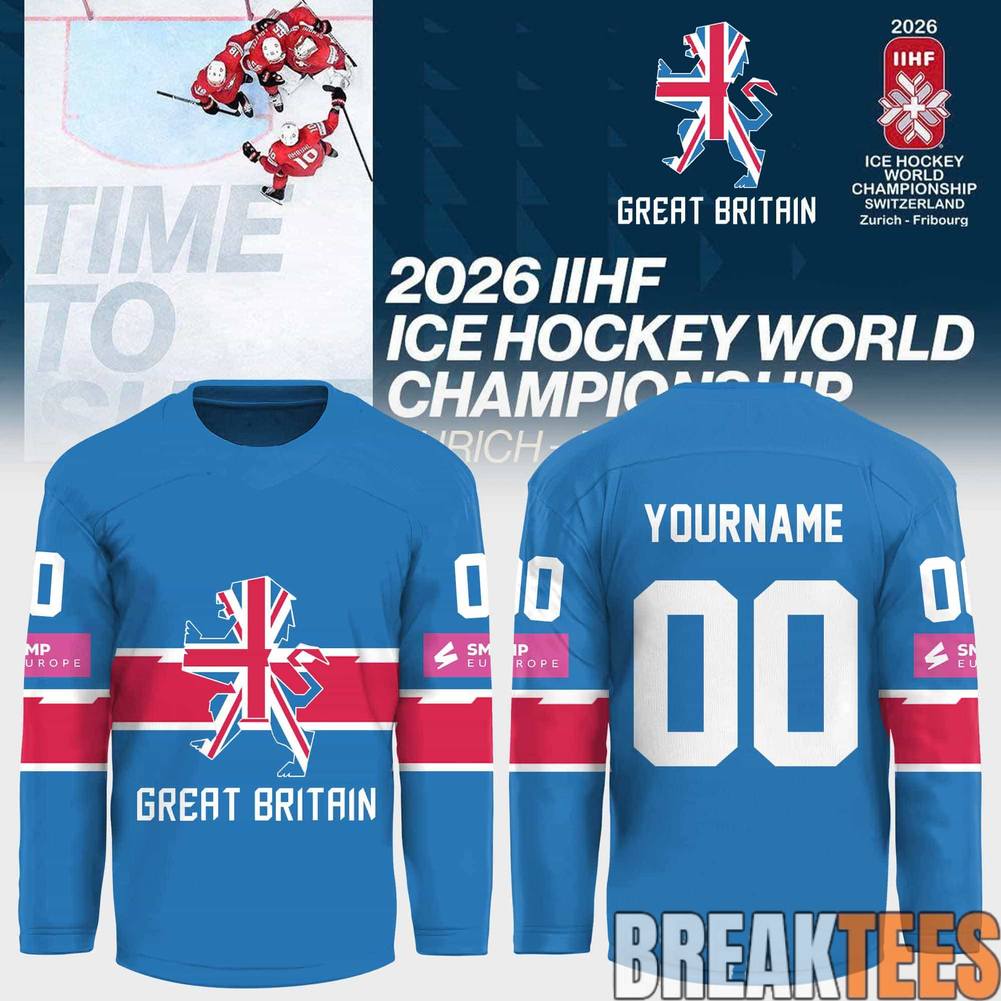 Great Britain 2026 IIHF Ice Hockey Championship Custom Hockey Jersey hockey jersey product view 1
