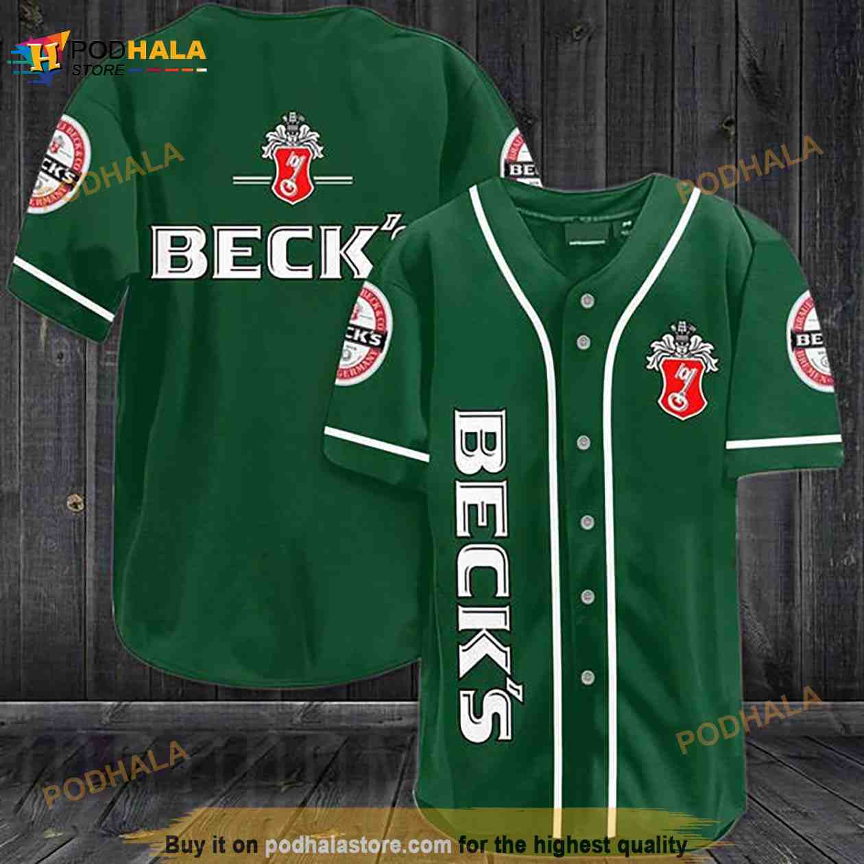 Green Beck’s Beer 3d Baseball Jersey baseball jersey product view 1