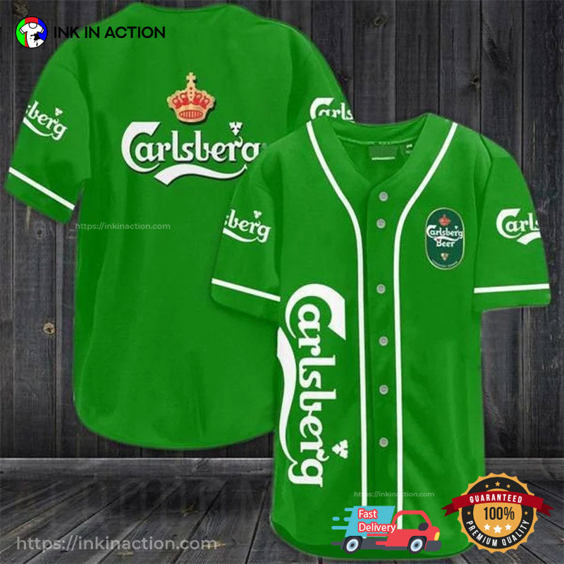 Green Carlsberg Baseball Jersey baseball jersey product view 1