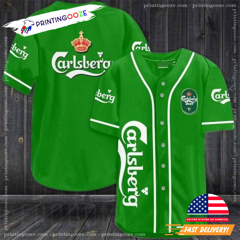 Green Carlsberg Beer Baseball Jersey baseball jersey product view 1
