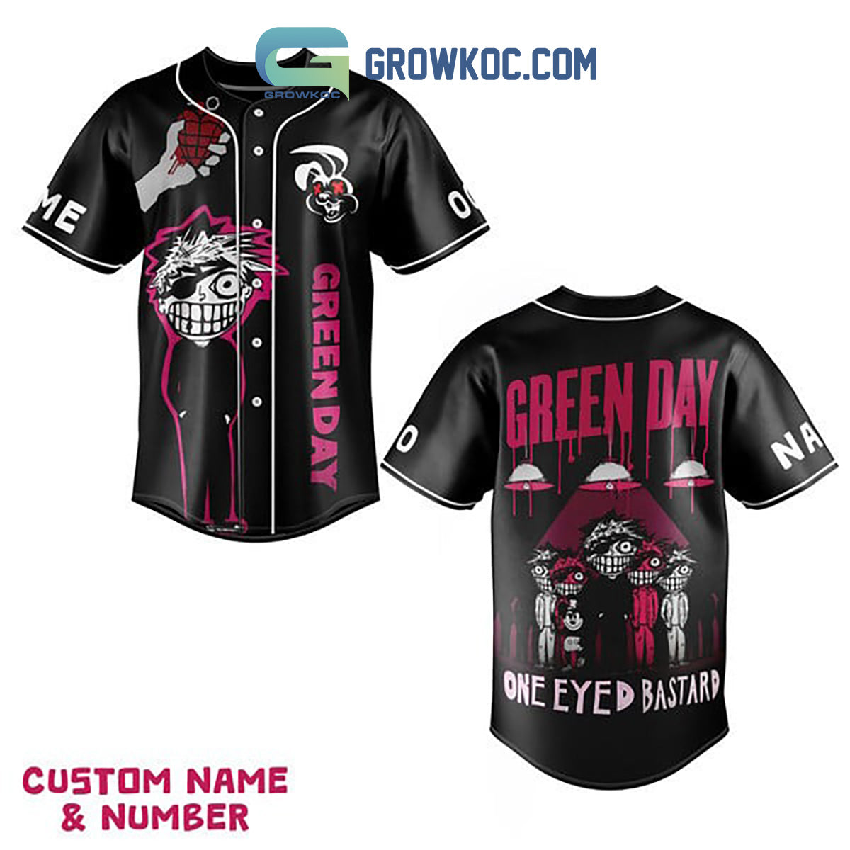 Green Day One-Eyed Bastard Personalized Baseball Jersey baseball jersey product view 1
