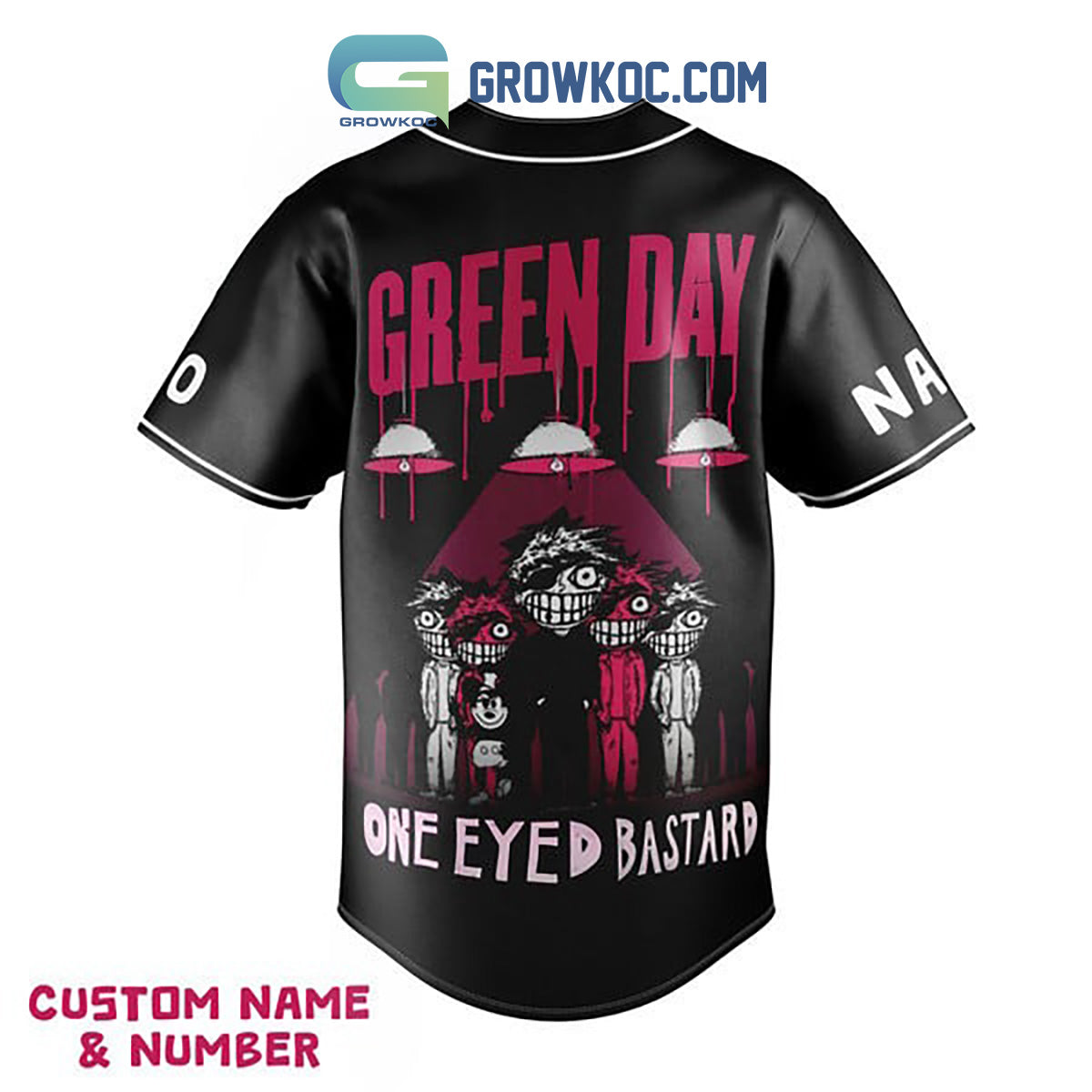 Green Day One-Eyed Bastard Personalized Baseball Jersey baseball jersey product view 2