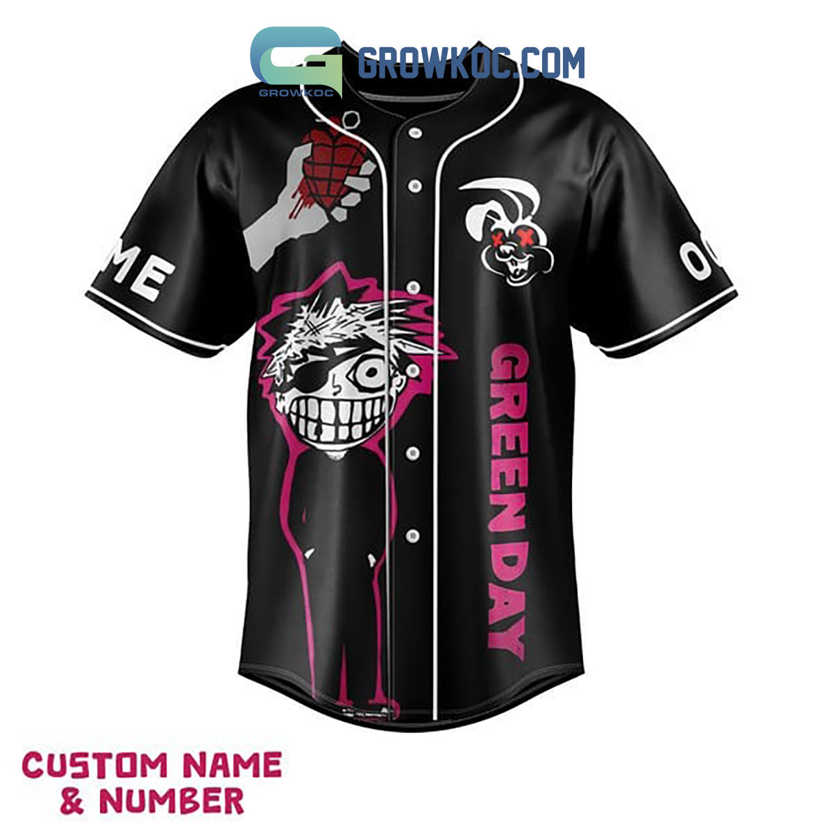 Green Day One-Eyed Bastard Personalized Baseball Jersey baseball jersey product view 3
