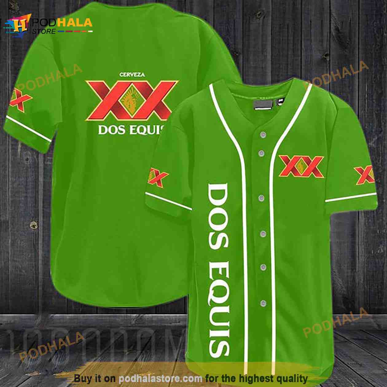 Green Dos Equis 3d Baseball Jersey baseball jersey product view 1