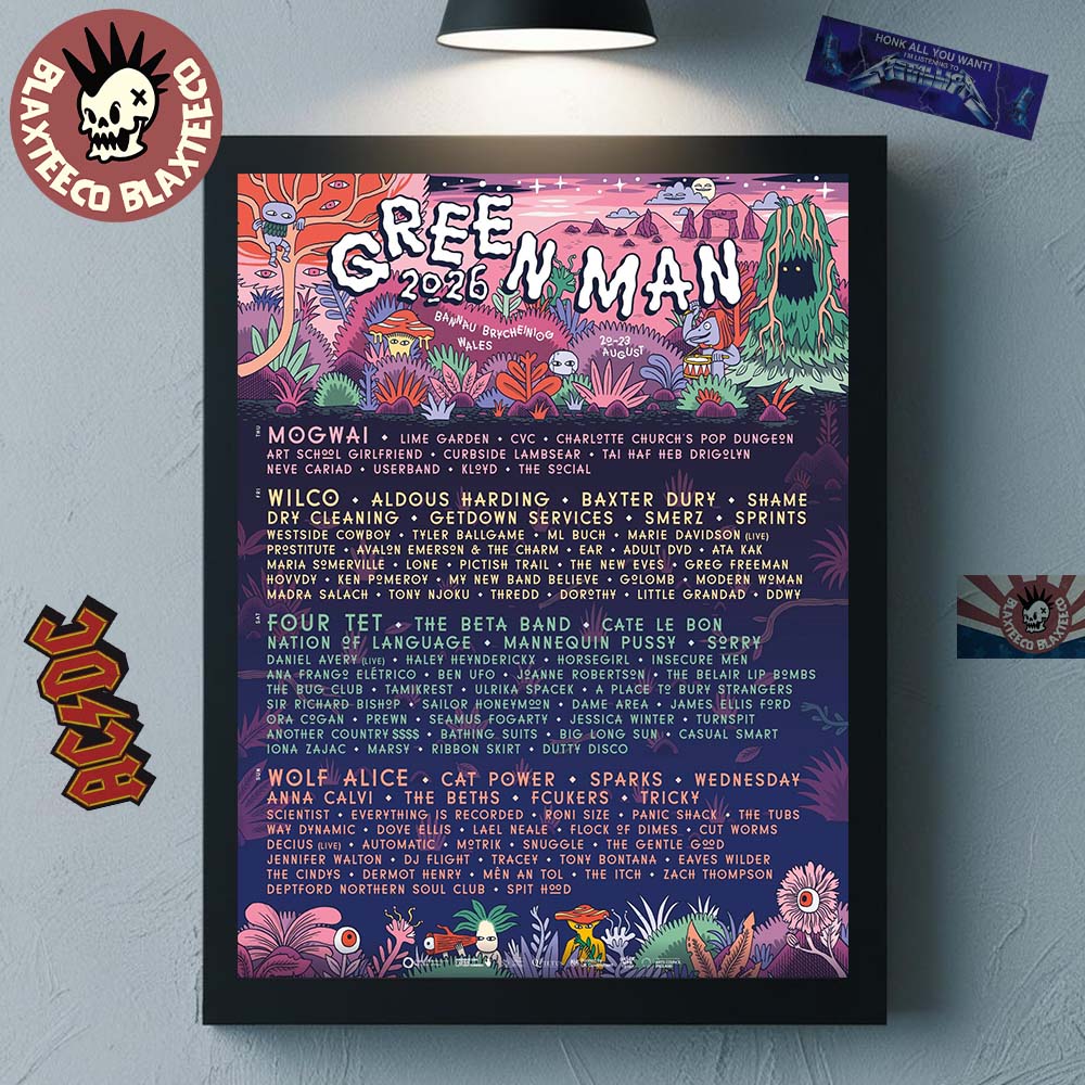 Green Man 2026 Festival Line Up In Bannau Brycheiniog Wales From August 20 To 23 2026 Home Decor Poster Canvas - T-Shirt, Sweatshirt, Hoodie