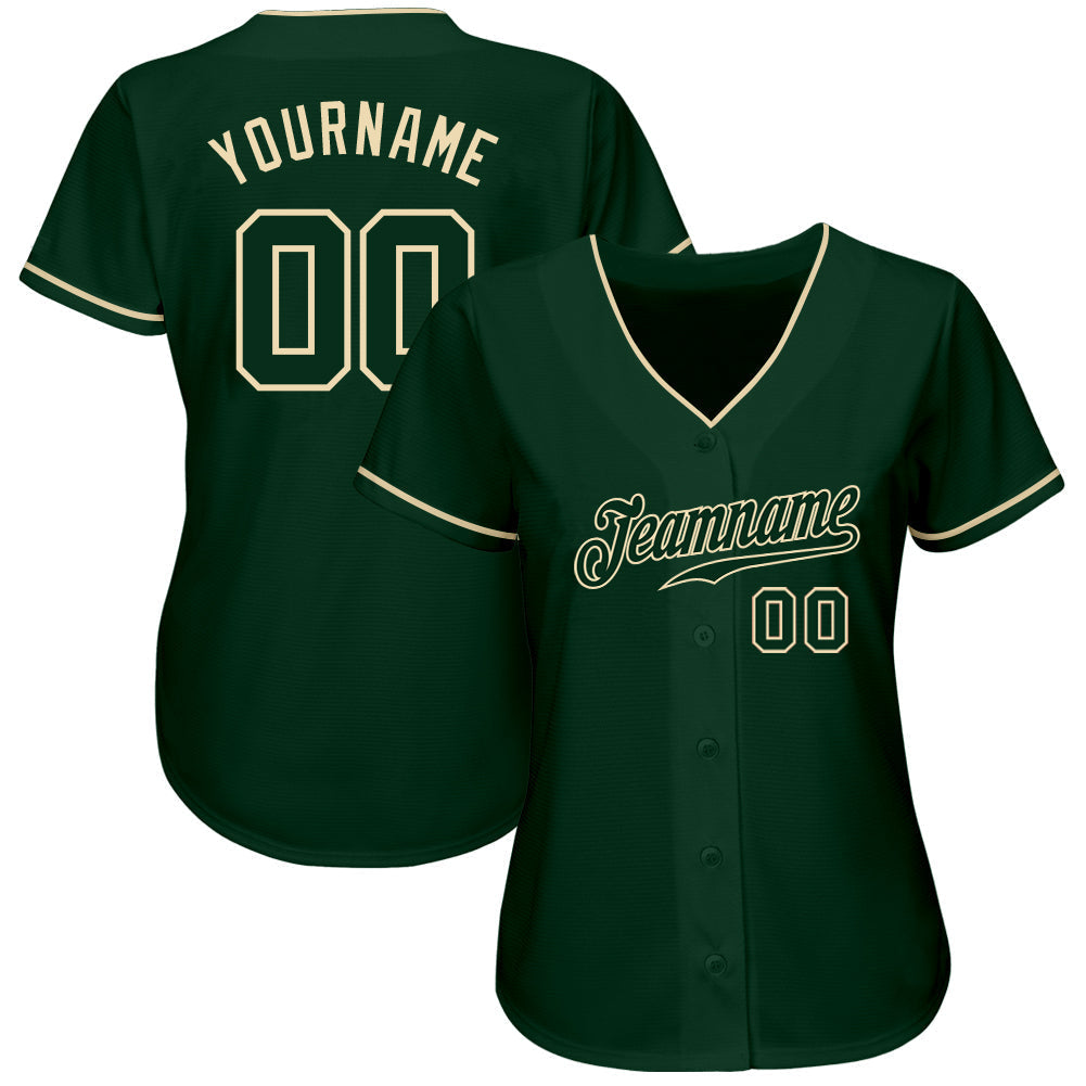 Custom Green Green-Cream Authentic Baseball Jersey baseball jersey product view 2