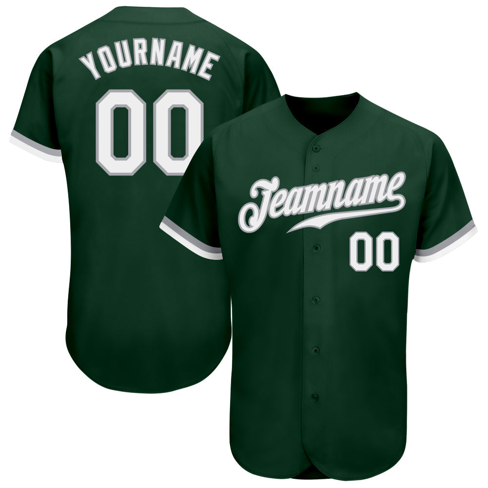 Custom Green White-Gray Authentic Baseball Jersey baseball jersey product view 1