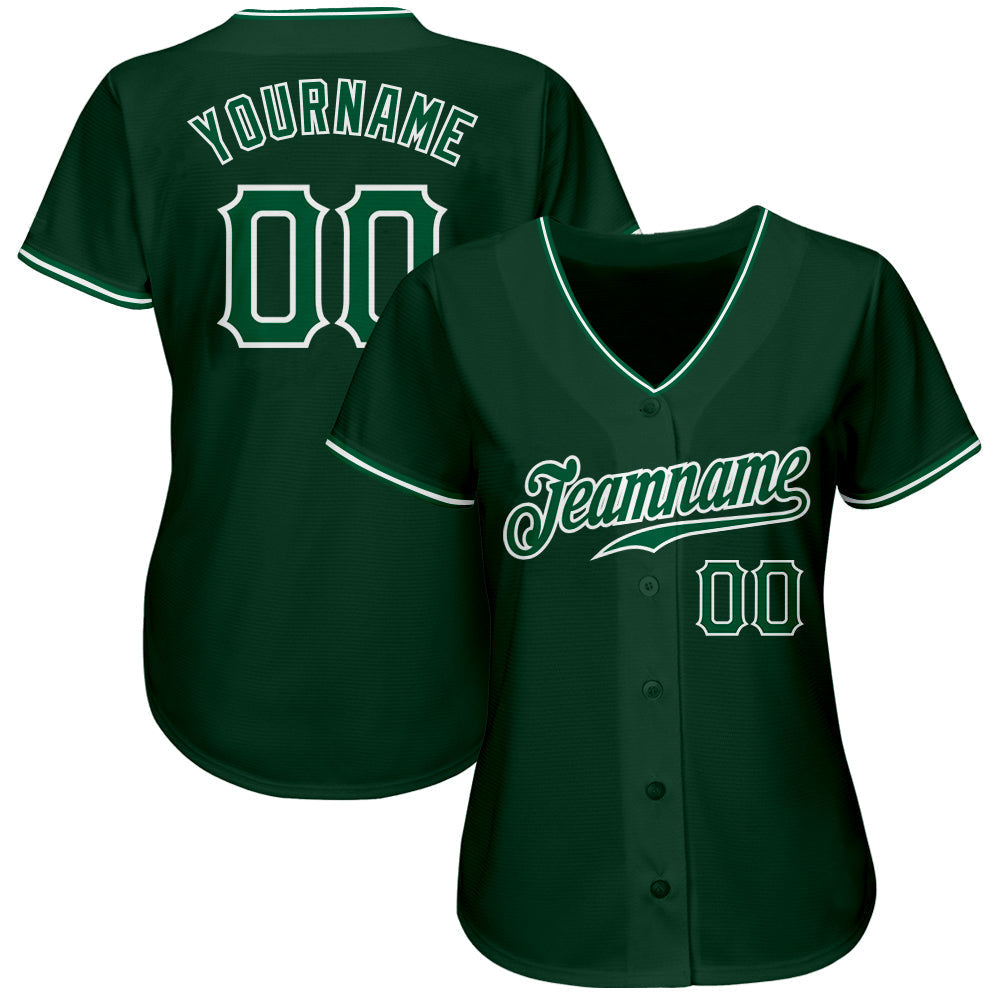 Custom Green Kelly Green-White Authentic Baseball Jersey baseball jersey product view 2