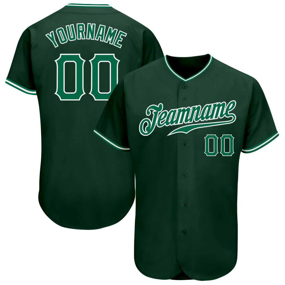 Custom Green Kelly Green-White Authentic Baseball Jersey baseball jersey product view 1