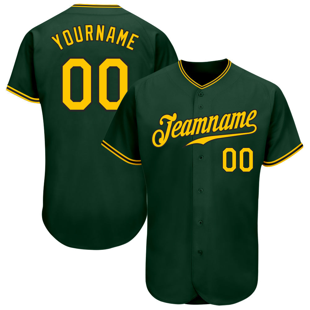 Custom Green Gold-Black Authentic Baseball Jersey baseball jersey product view 1