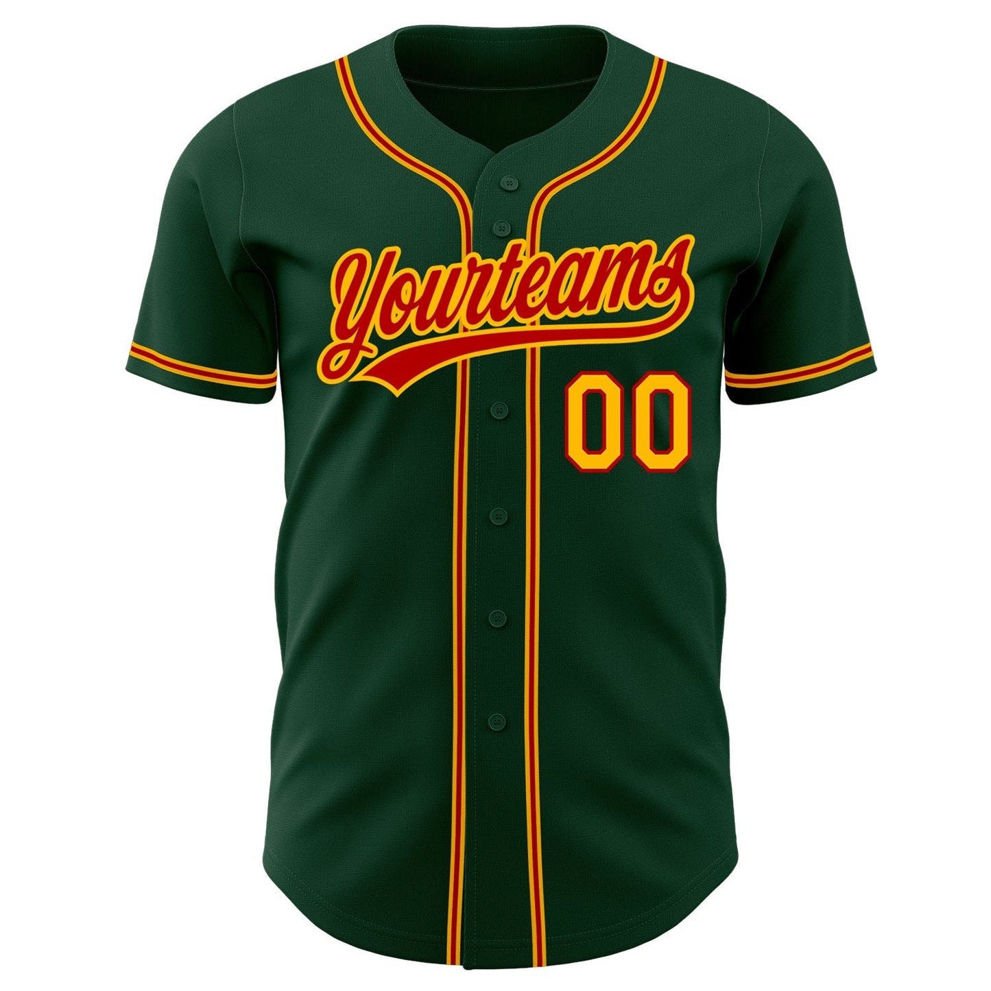 Custom Green Gold-Red Authentic Baseball Jersey baseball jersey product view 2