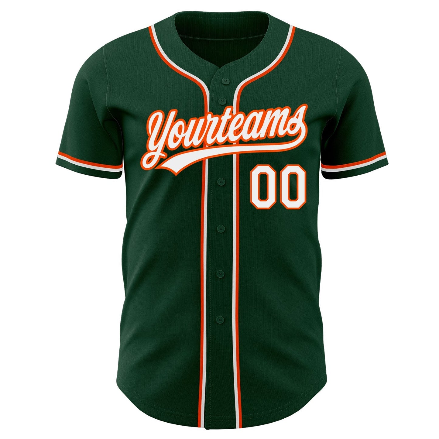 Custom Green White-Orange Authentic Baseball Jersey baseball jersey product view 2
