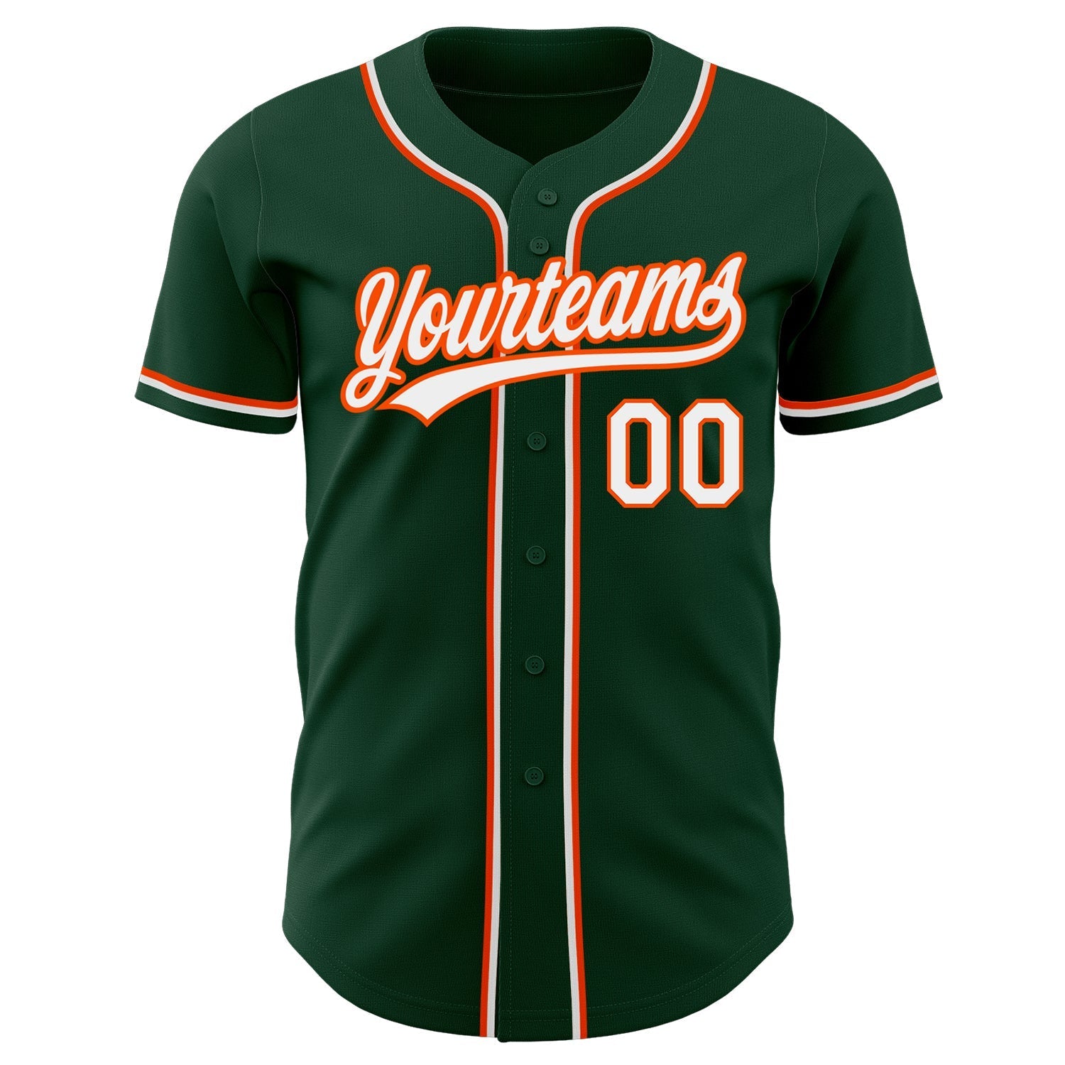 Custom Green White-Orange Authentic Baseball Jersey baseball jersey product view 2