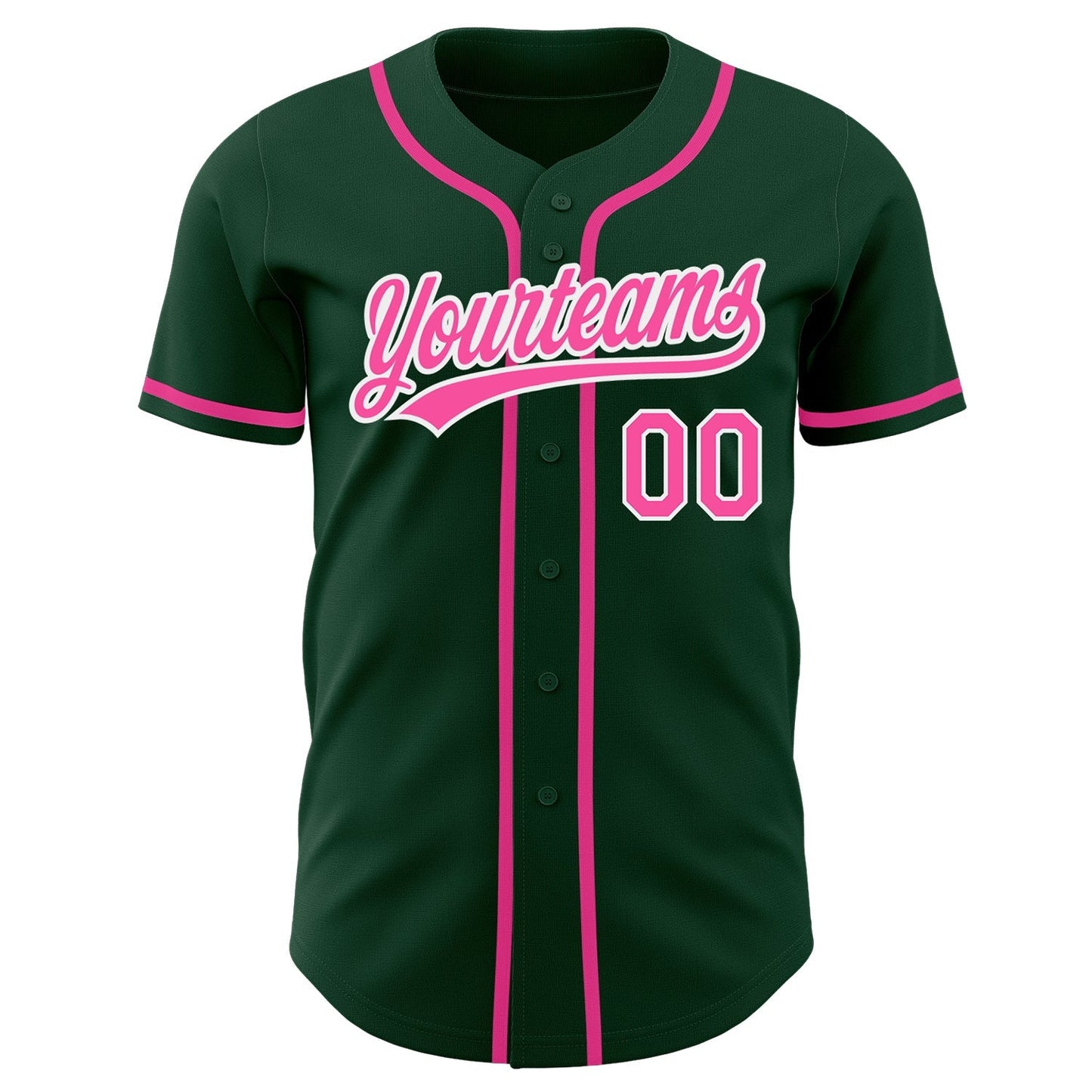 Custom Green Pink-White Authentic Baseball Jersey baseball jersey product view 2