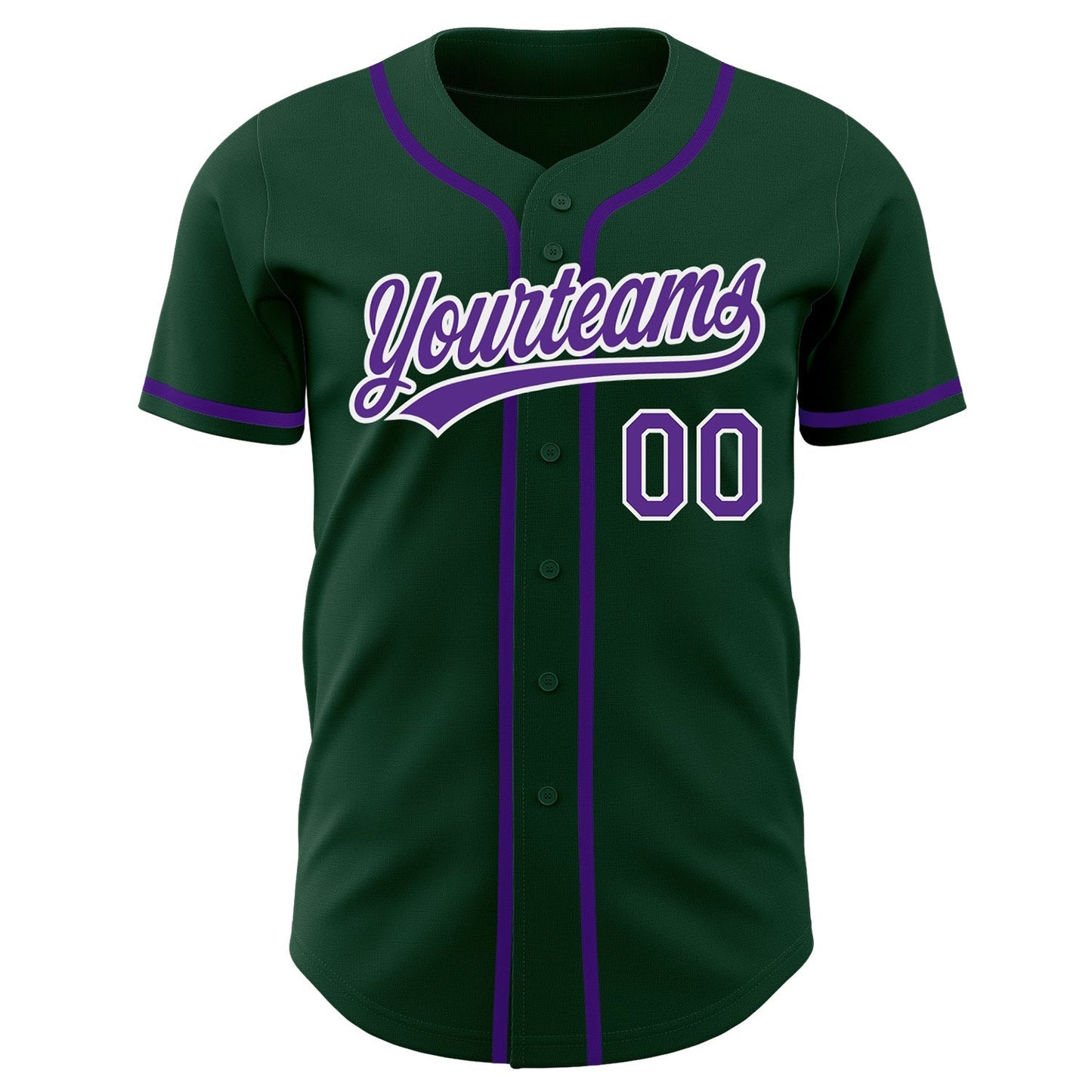 Custom Green Purple-White Authentic Baseball Jersey baseball jersey product view 2