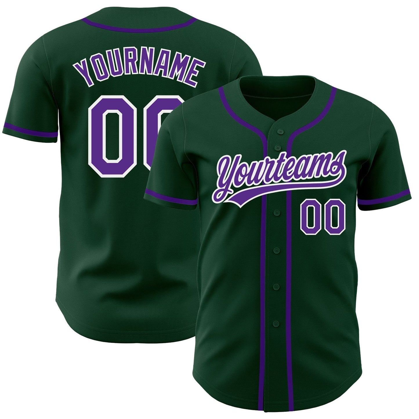 Custom Green Purple-White Authentic Baseball Jersey baseball jersey product view 1