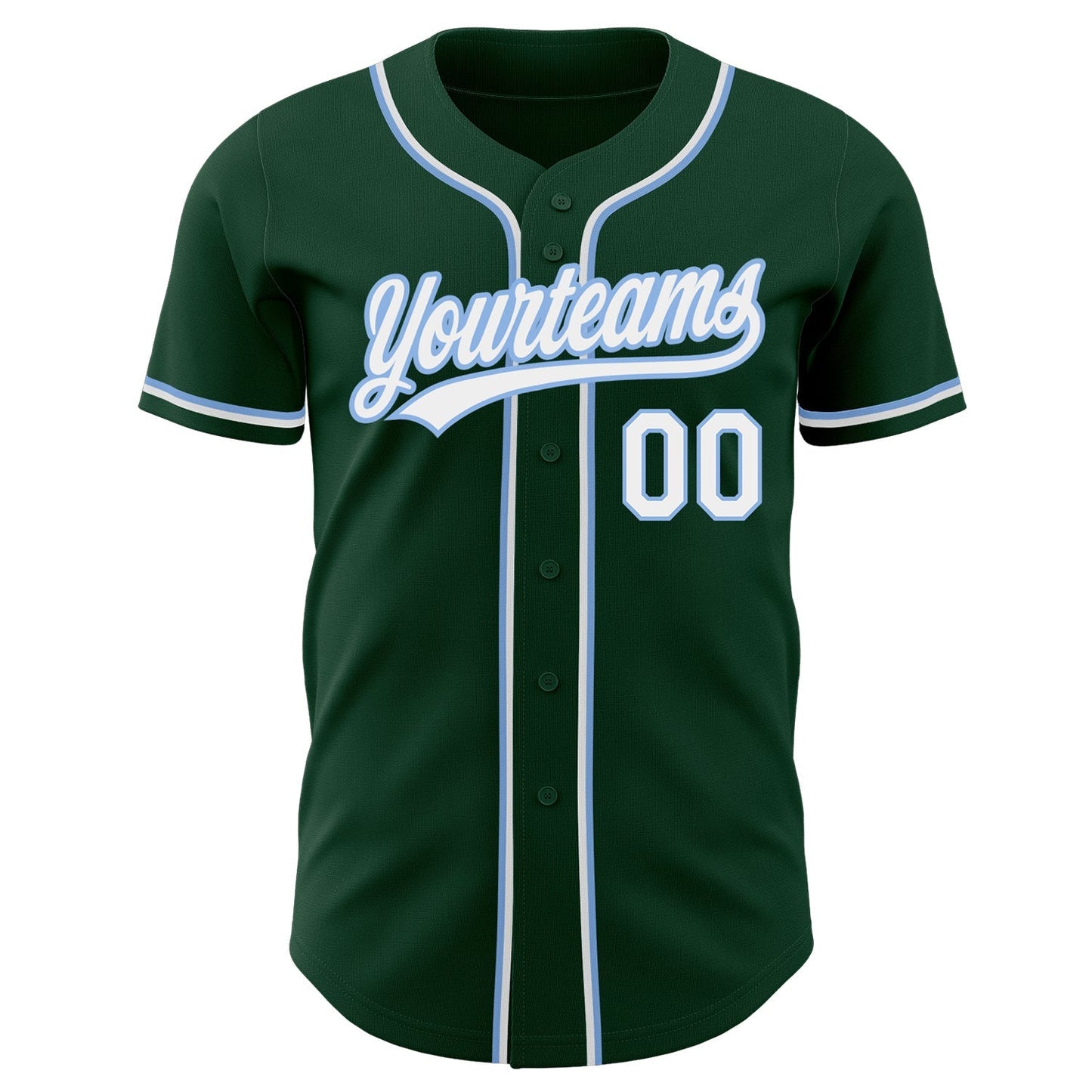 Custom Green White-Light Blue Authentic Baseball Jersey baseball jersey product view 2