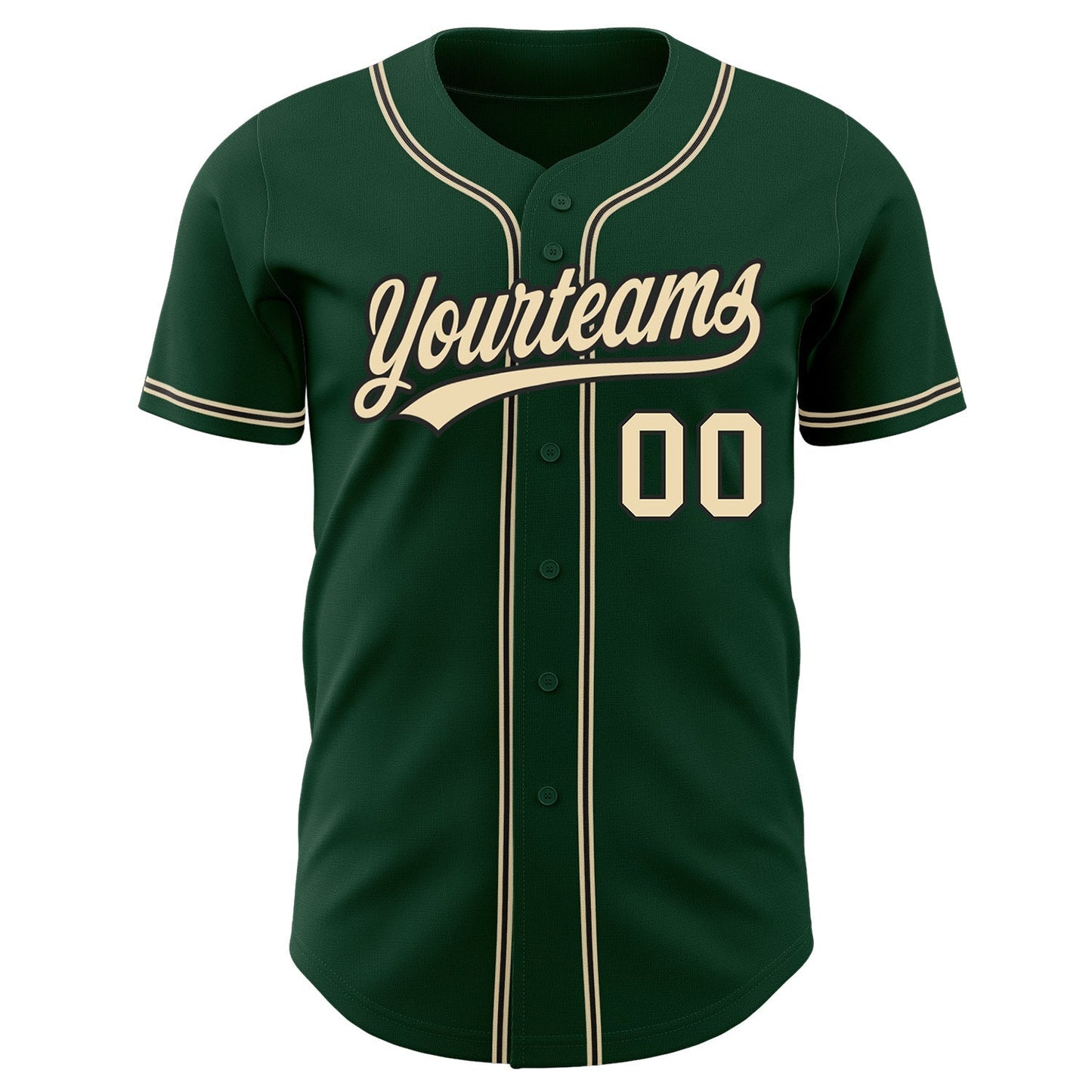 Custom Green City Cream-Black Authentic Baseball Jersey baseball jersey product view 2