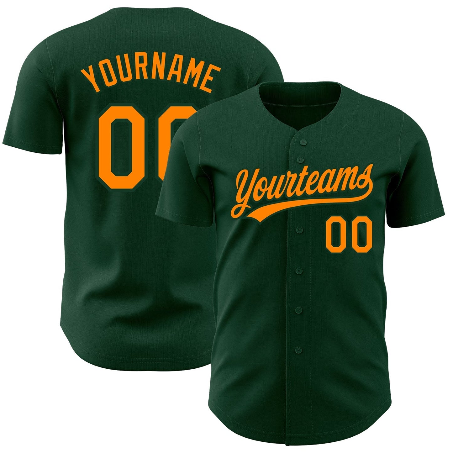 Custom Green Bay Orange Authentic Baseball Jersey baseball jersey product view 1