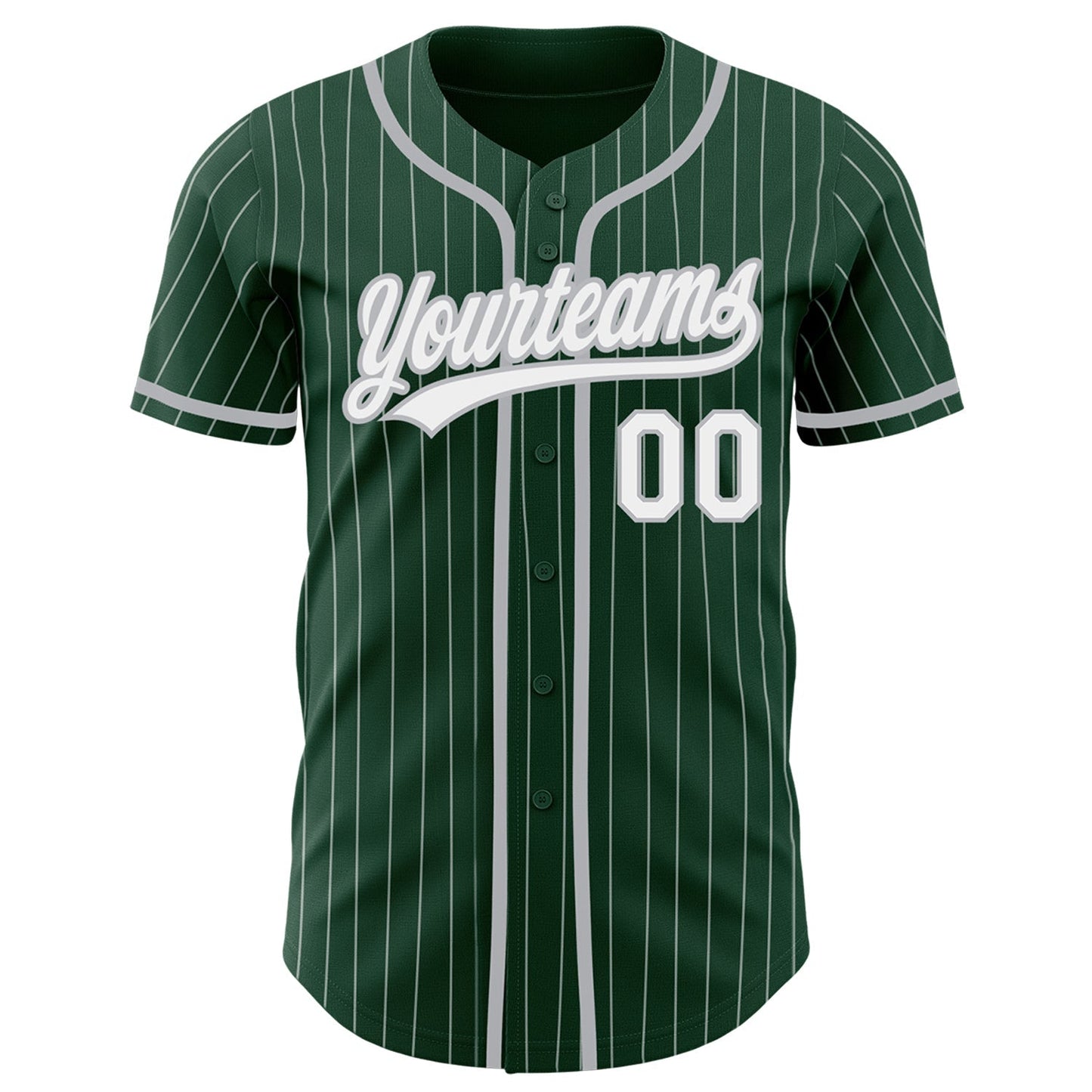 Custom Green White Pinstripe Gray Authentic Baseball Jersey baseball jersey product view 2