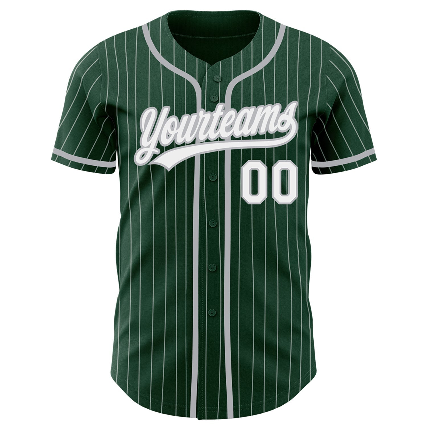 Custom Green White Pinstripe Gray Authentic Baseball Jersey baseball jersey product view 2