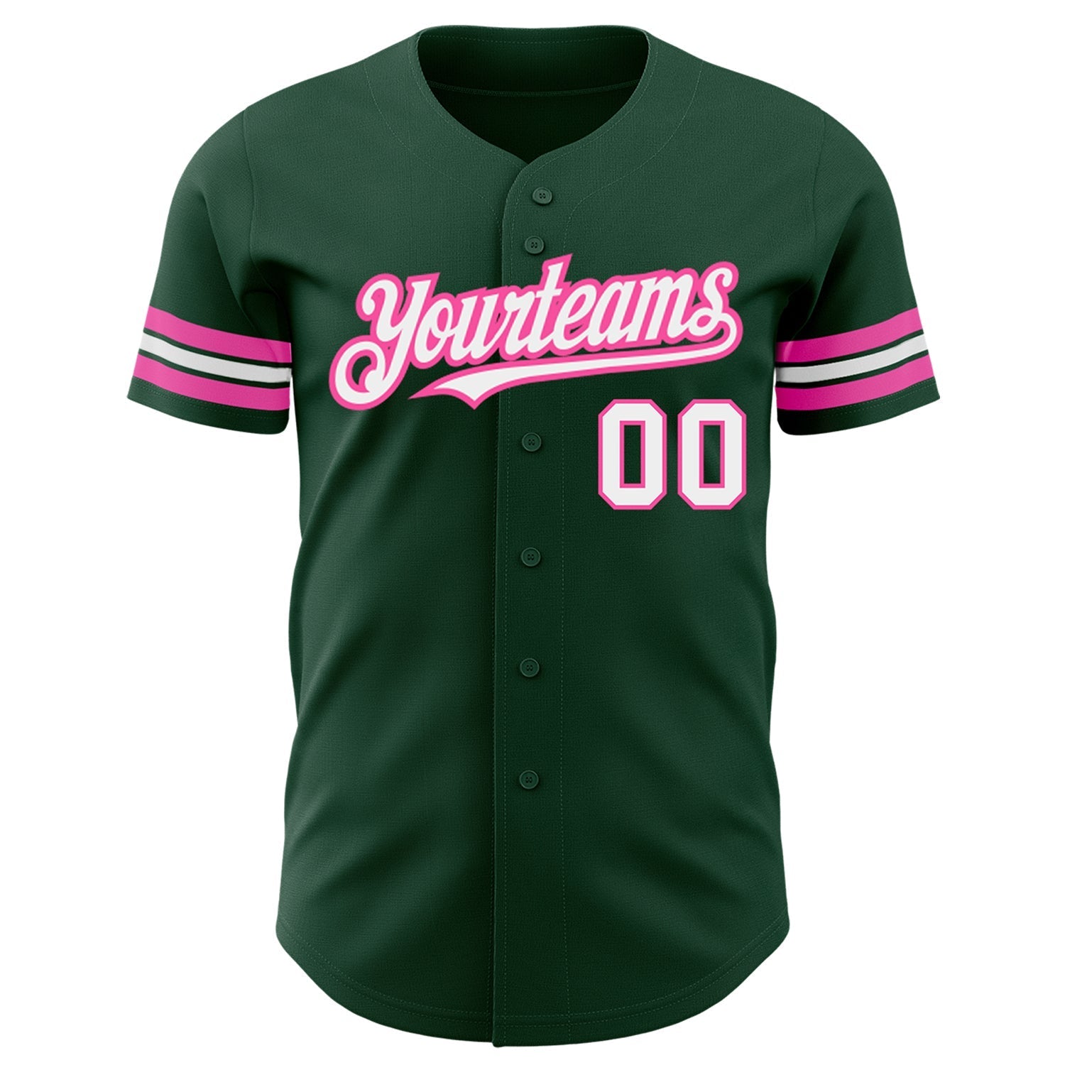 Custom Green White-Pink Authentic Baseball Jersey baseball jersey product view 2