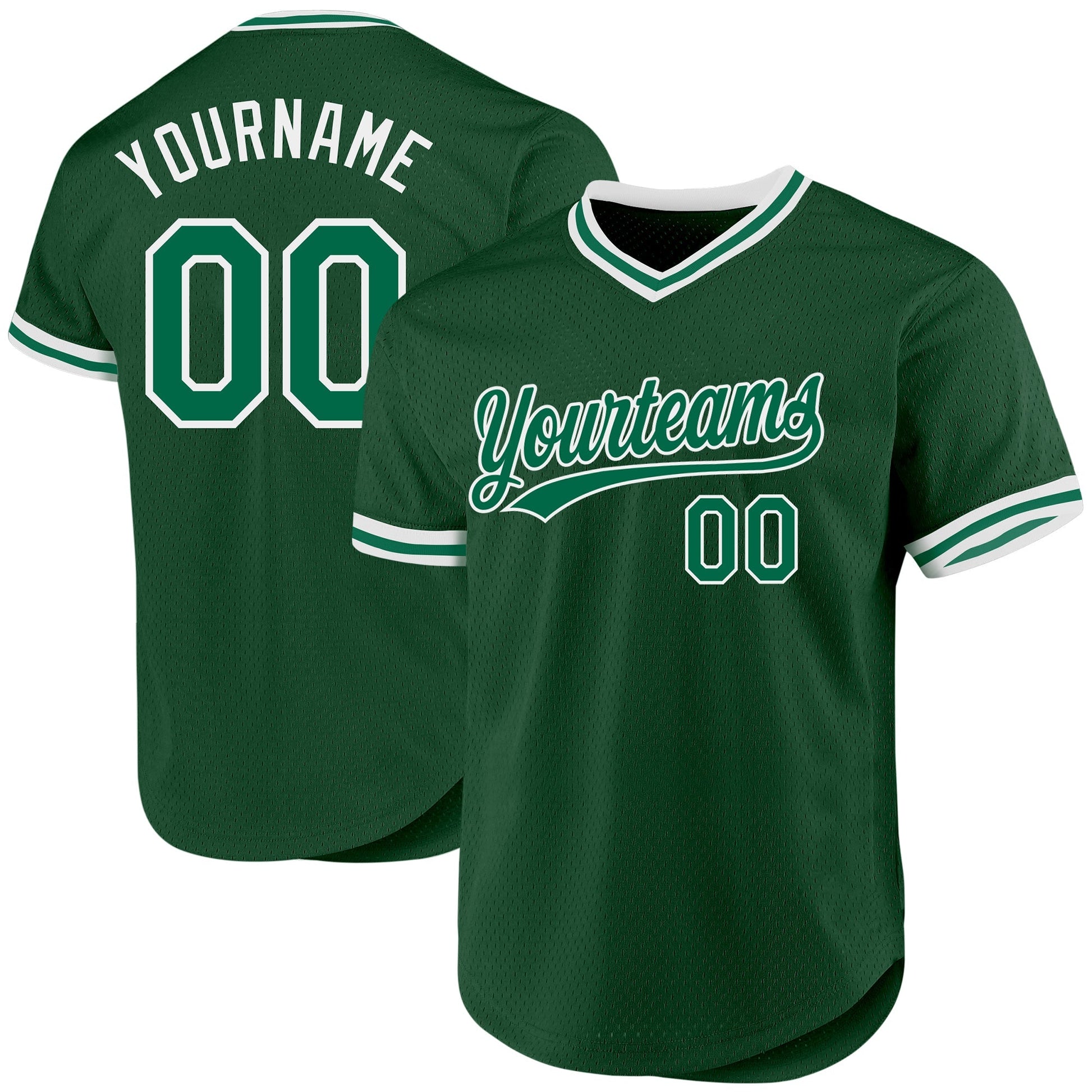 Custom Green Kelly Green-White Authentic Throwback Baseball Jersey baseball jersey product view 1