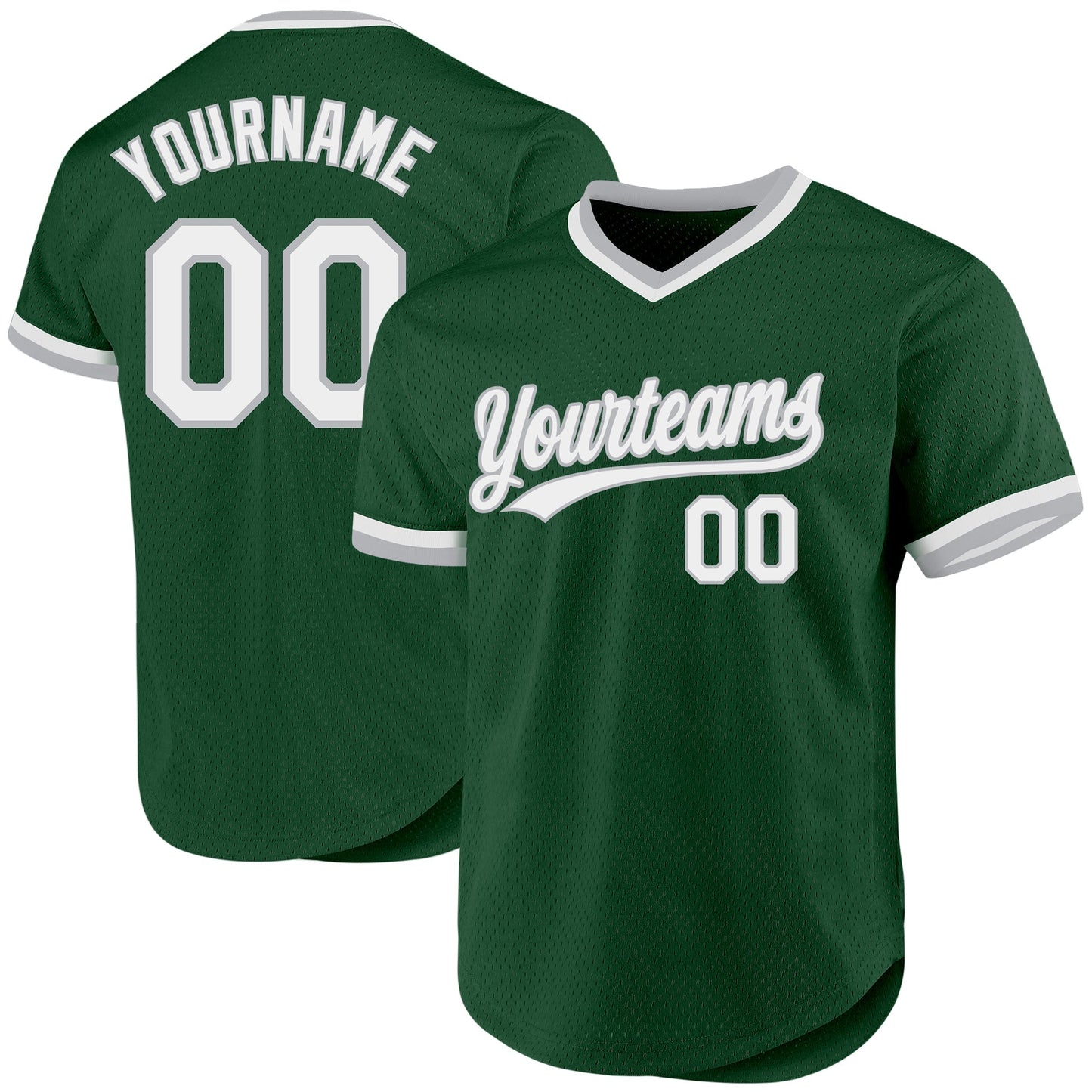 Custom Green White-Gray Authentic Throwback Baseball Jersey baseball jersey product view 1