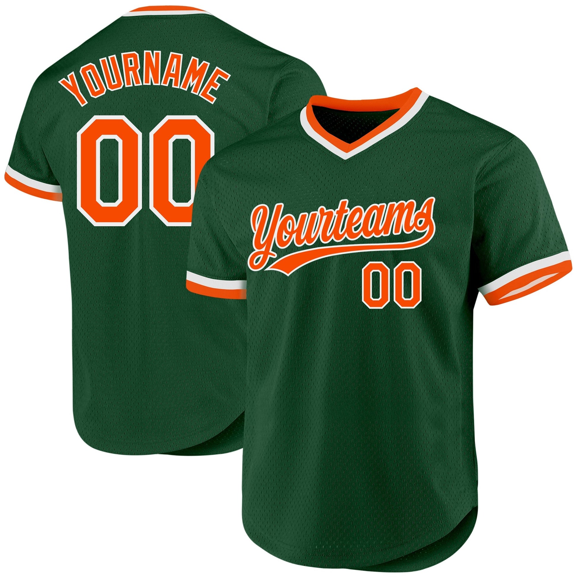 Custom Green Orange-White Authentic Throwback Baseball Jersey baseball jersey product view 1
