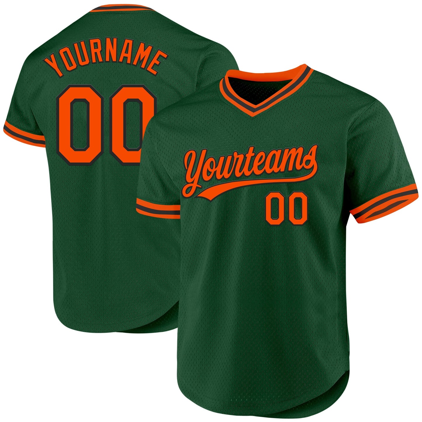 Custom Green Orange-Black Authentic Throwback Baseball Jersey baseball jersey product view 1