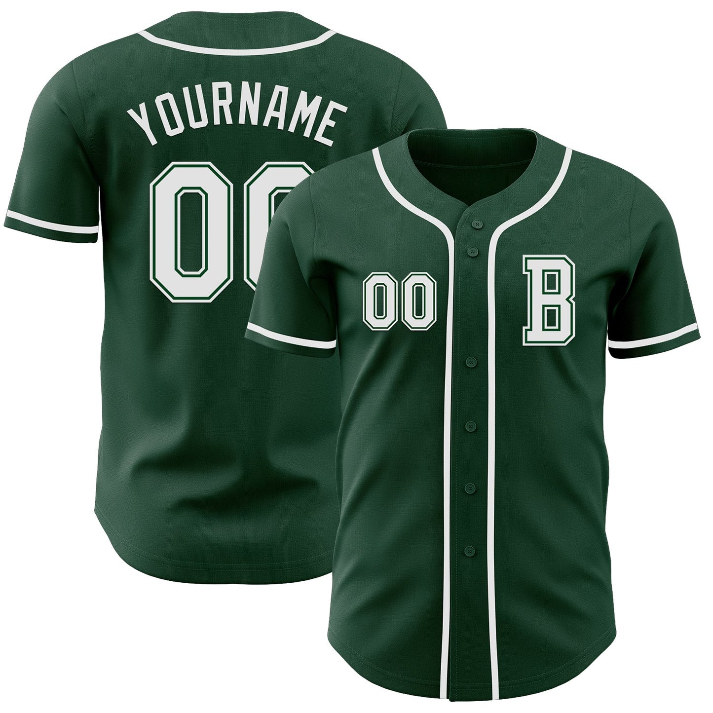 Custom Green White Authentic Baseball Jersey baseball jersey product view 1