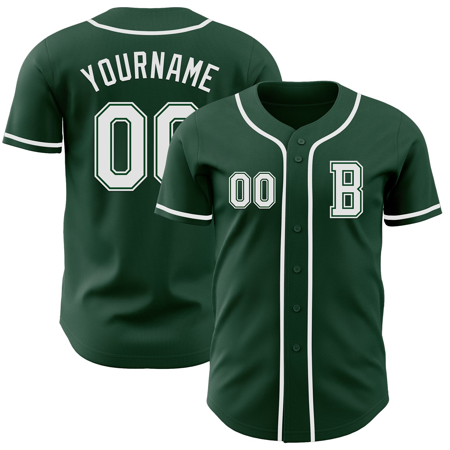 Custom Green White Authentic Baseball Jersey baseball jersey product view 1