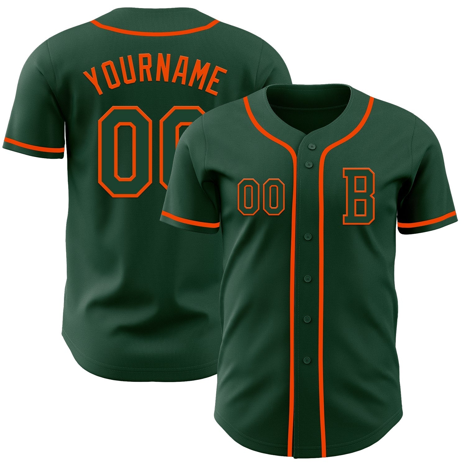 Custom Green Orange Authentic Baseball Jersey baseball jersey product view 1
