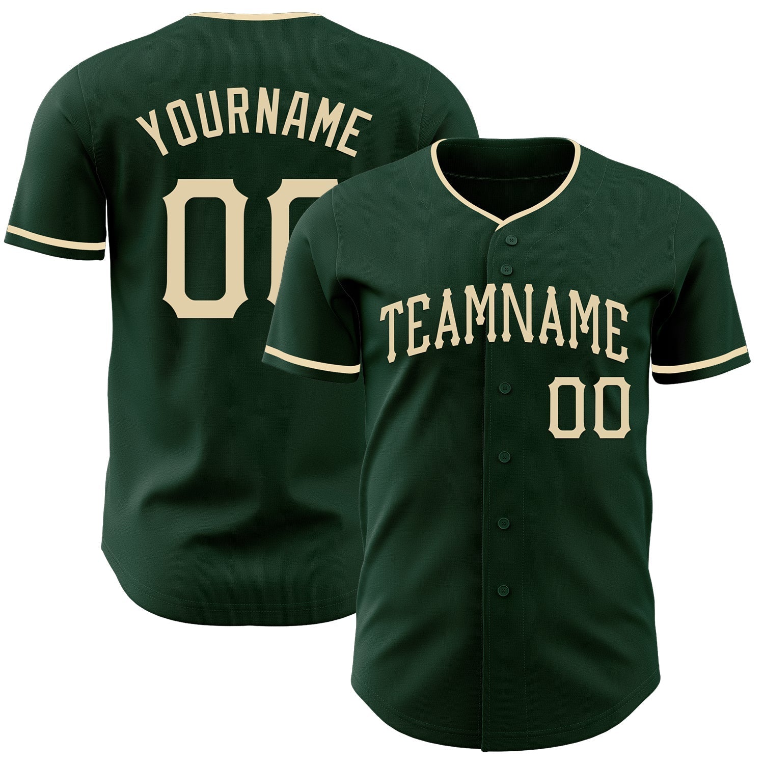 Custom Green Cream Authentic Baseball Jersey baseball jersey product view 1