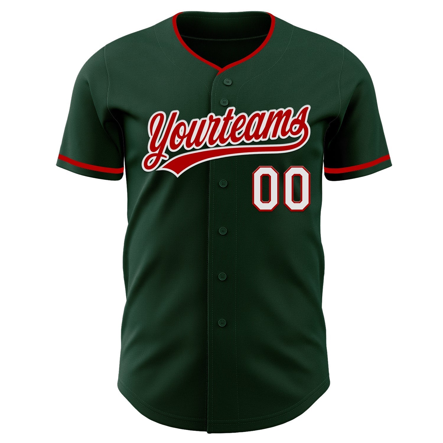 Custom Green Red-White Authentic Baseball Jersey baseball jersey product view 2