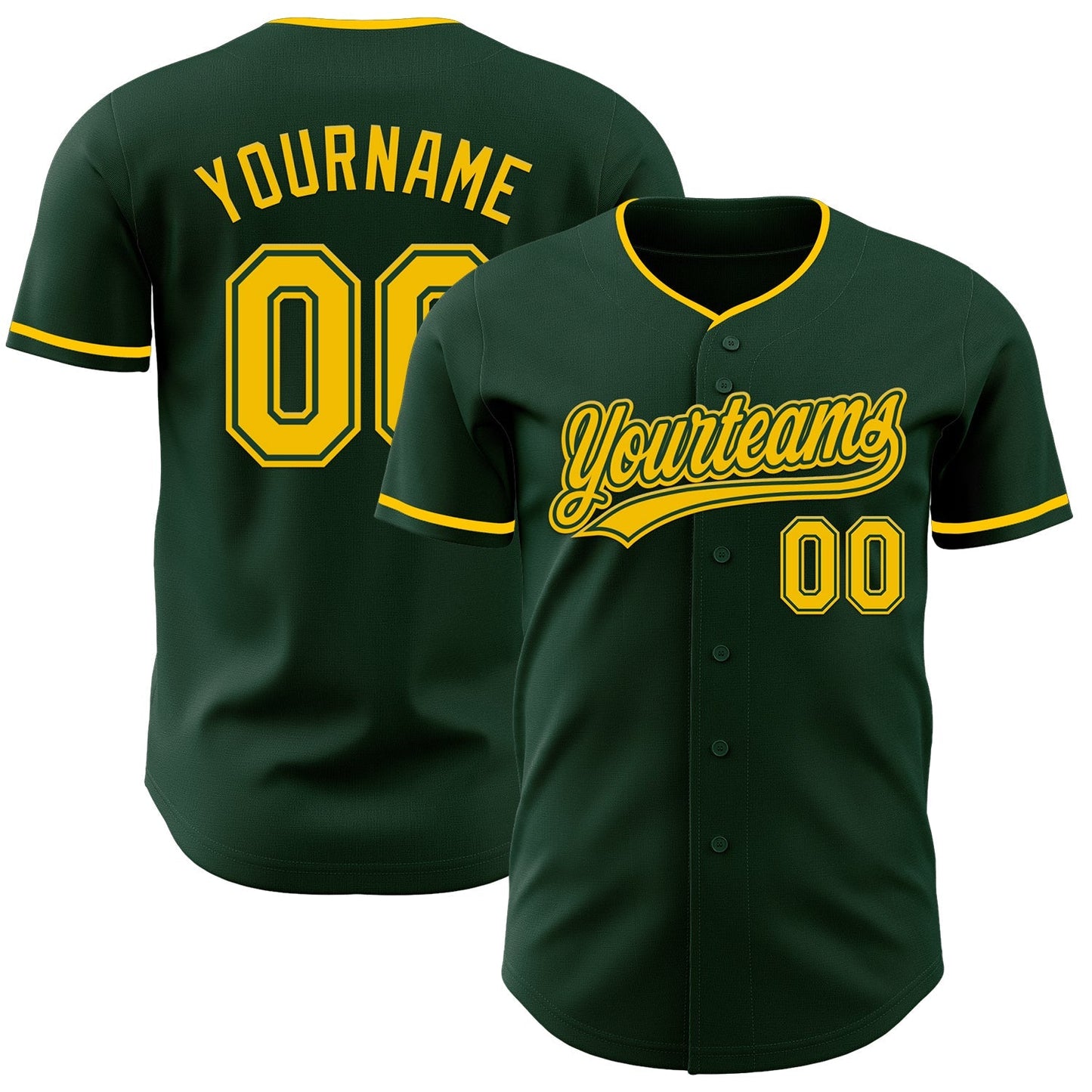 Custom Green Yellow Authentic Baseball Jersey baseball jersey product view 1